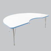 48" x 72" Kidney Thermofused Activity Table with Adjustable Standard Swivel Glide Legs - White/Powder Blue/White
