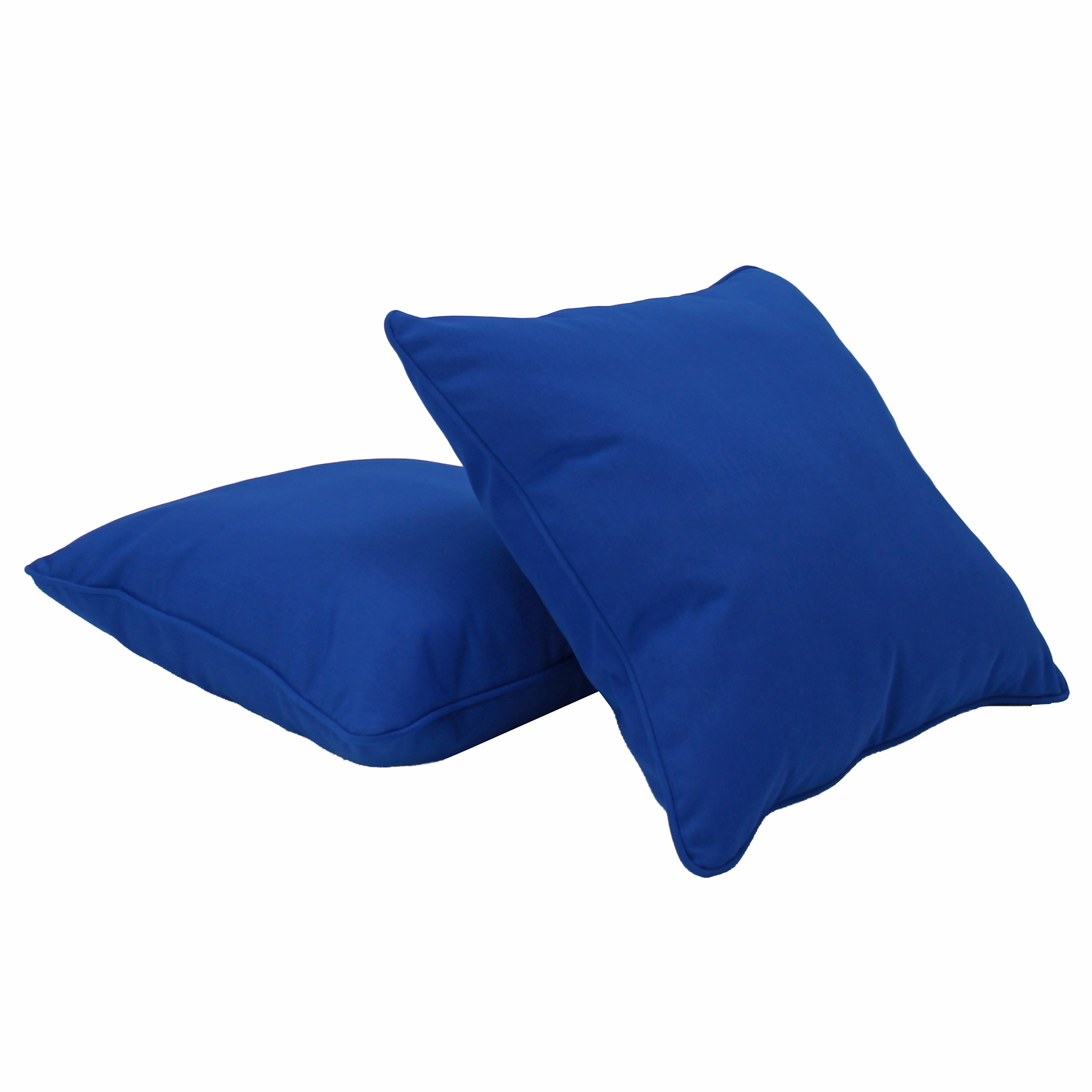 Presidio 24" x 24" Square Indoor/Outdoor Pillow with Piping, 2-Piece - Brilliant Blue