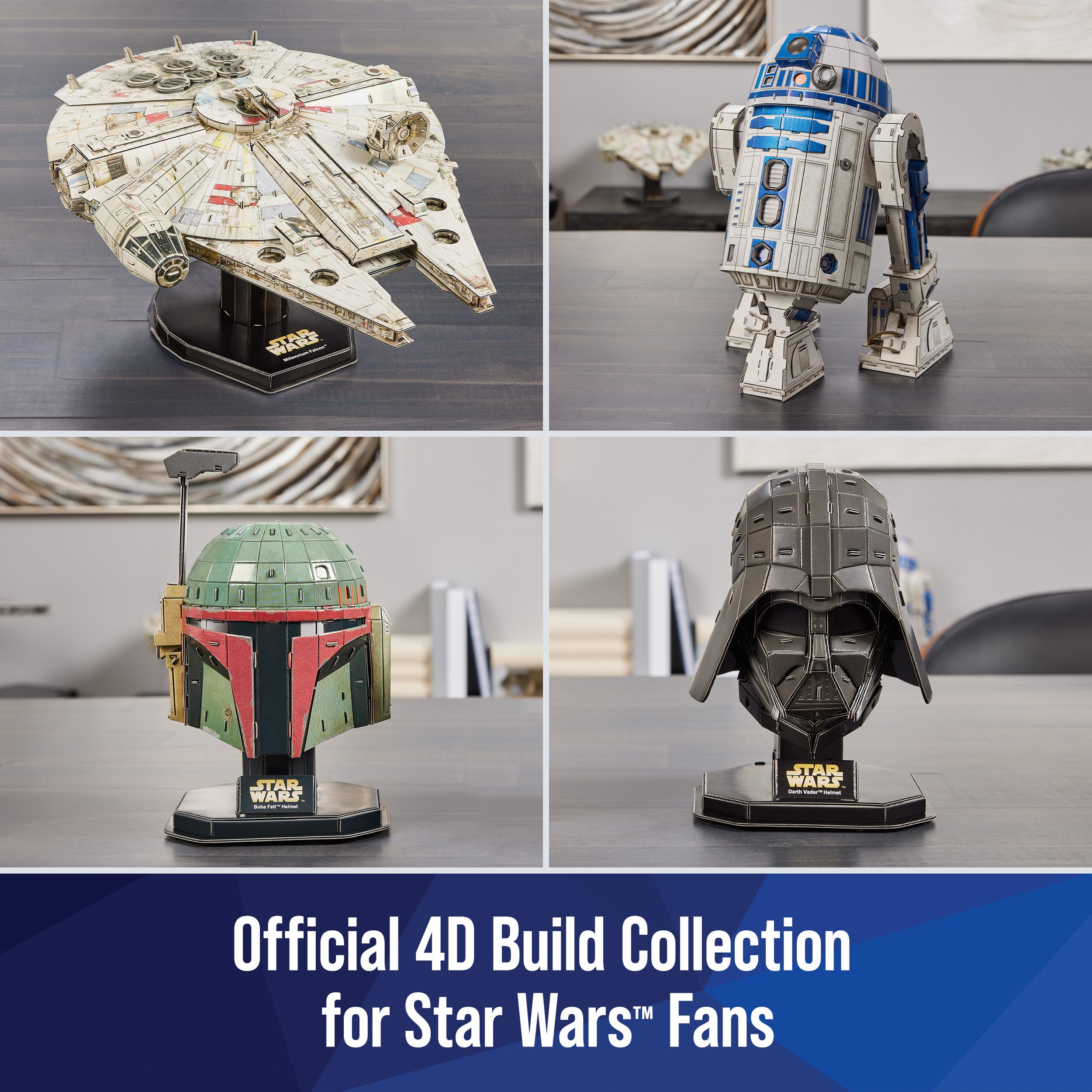 4D Build Star Wars R2-D2 Cardstock 3D Model Kit, Star Wars Gifts, Toys Desk Décor for Fans & Collectors, Adults & Teens 12+