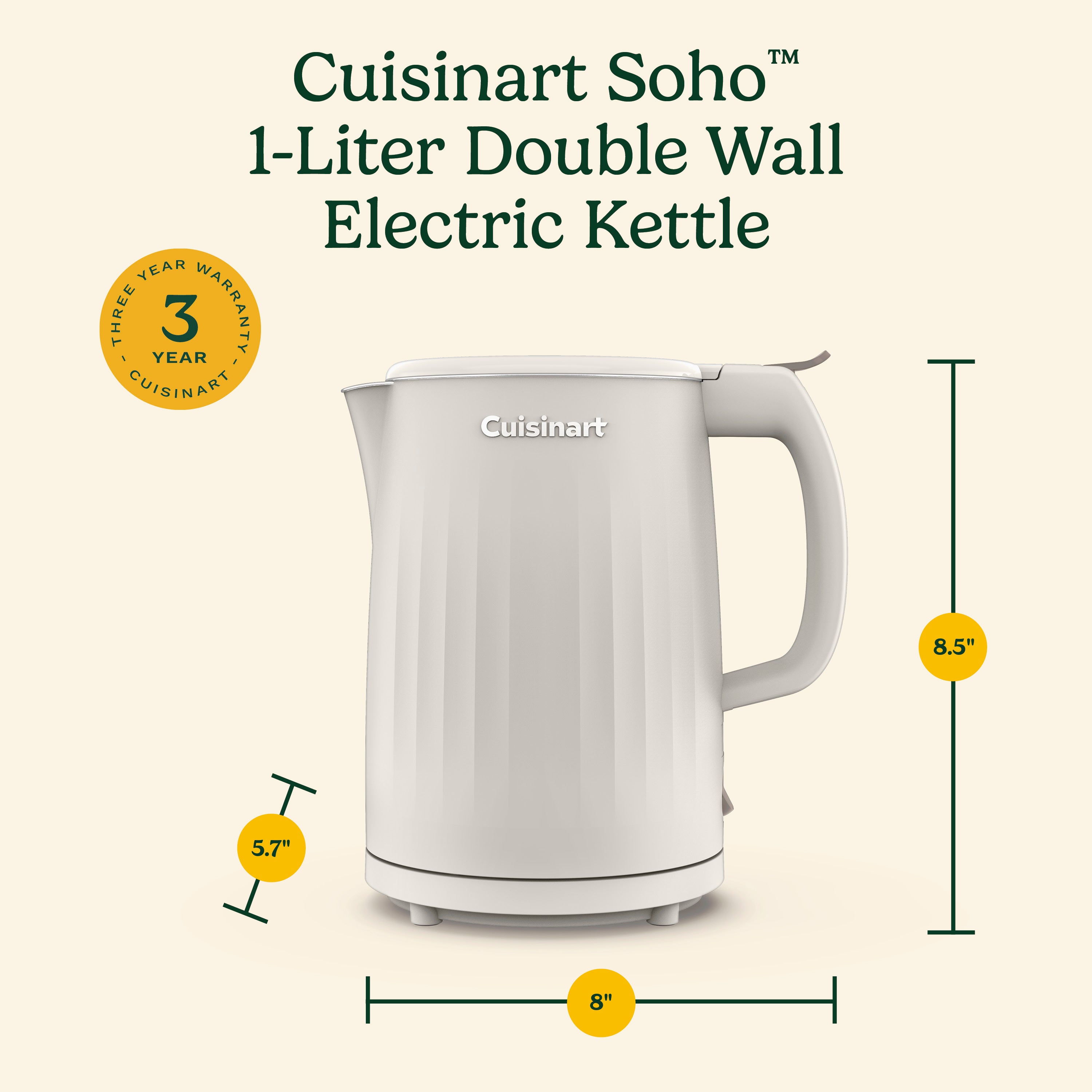 Soho™ 1-Liter Double-Wall Electric Kettle - Truffle