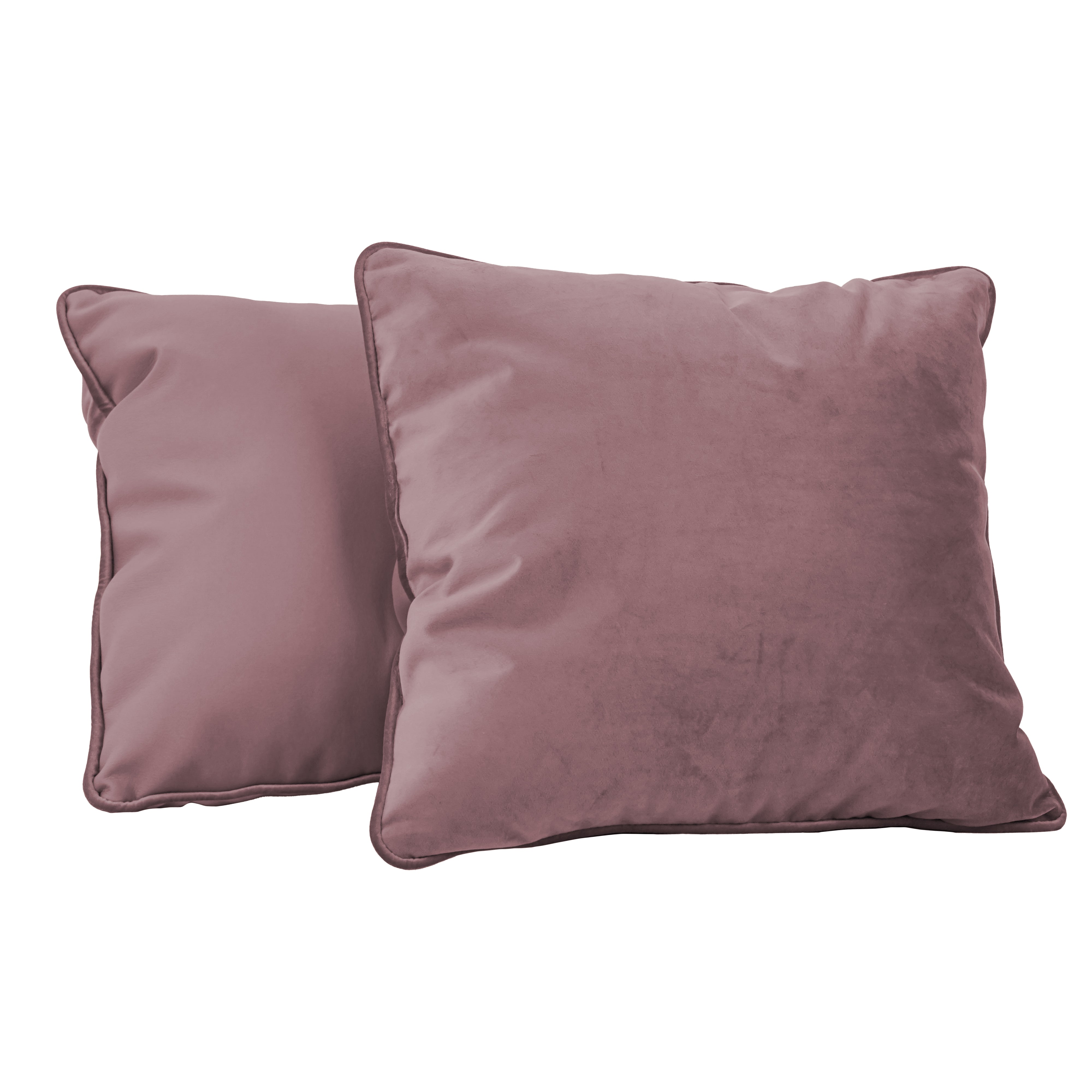 18" x 18" Square Microfiber and Faux Leather Pillow with Piping, 2-Piece - Mauve