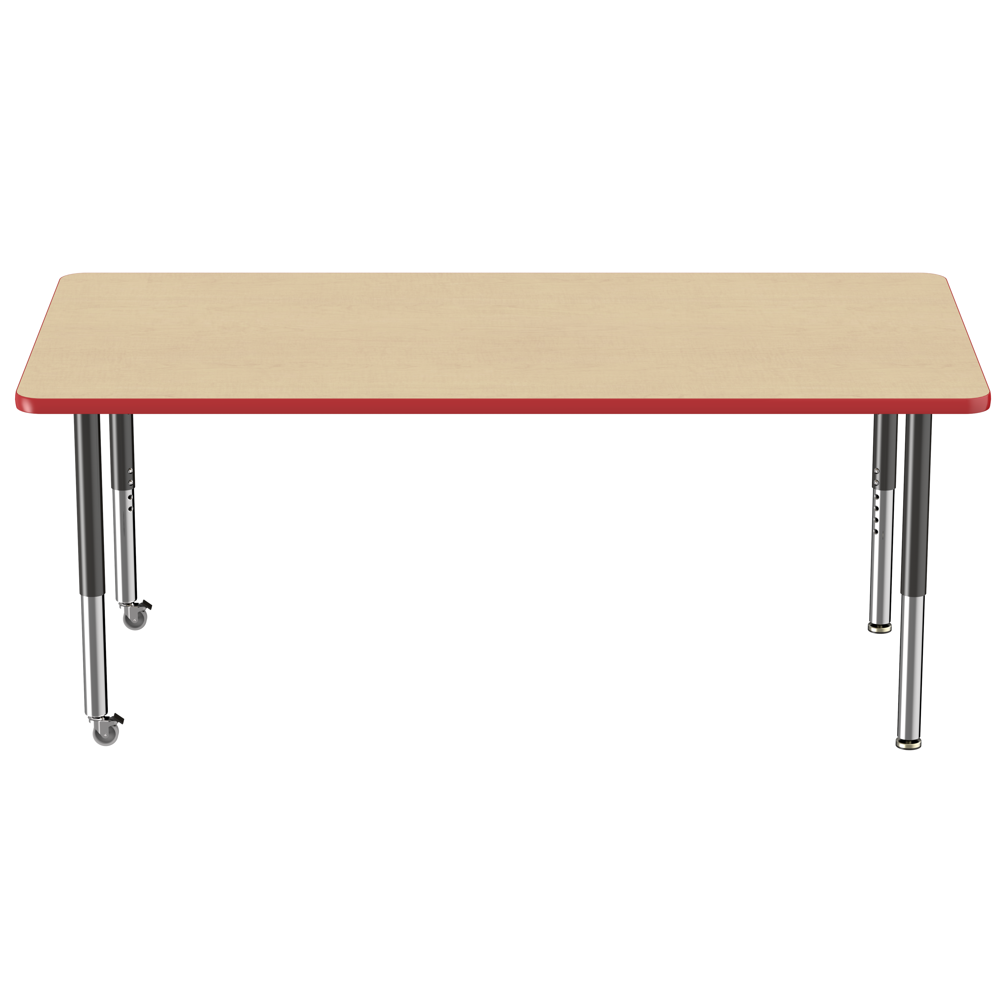 36" x 72" Rectangle T-Molding Activity Table with Adjustable Super Legs - Maple/Red/Black