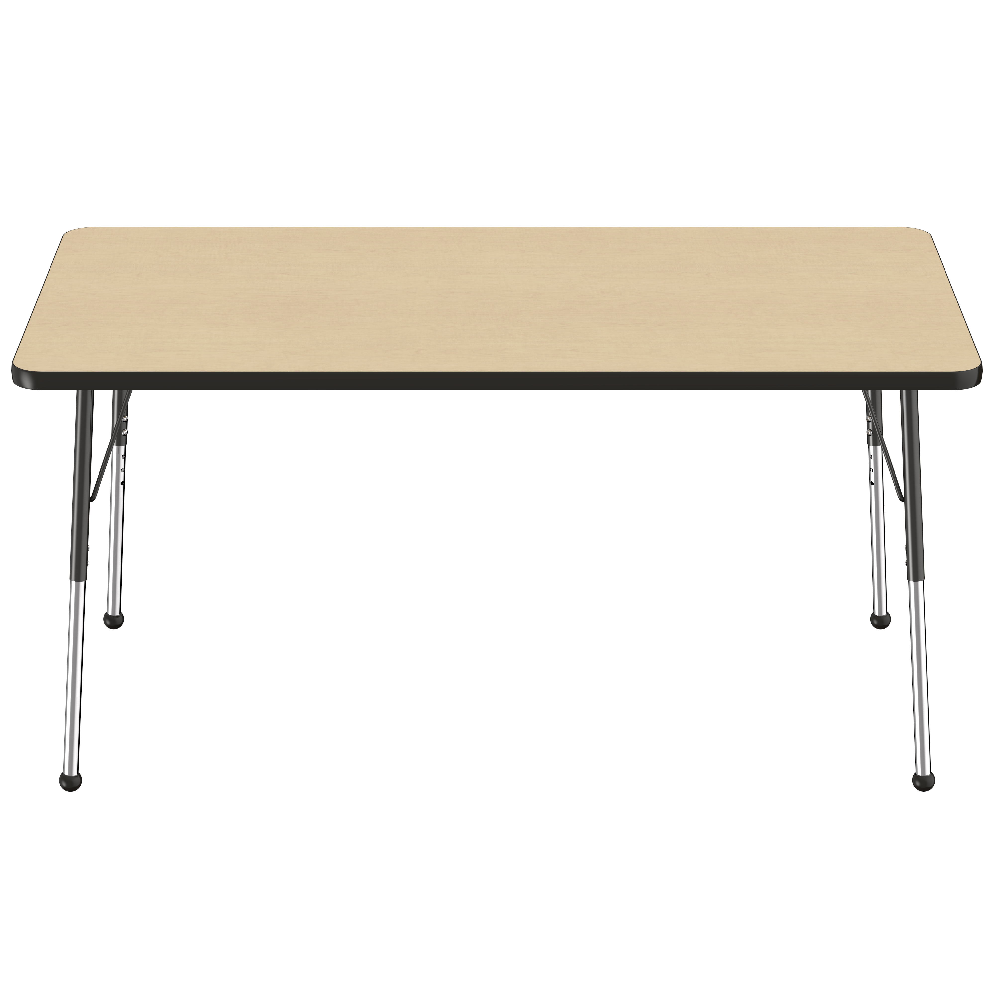 36" x 60" Rectangle T-Molding Activity Table with Adjustable Standard Ball Glide Legs - Maple/Black