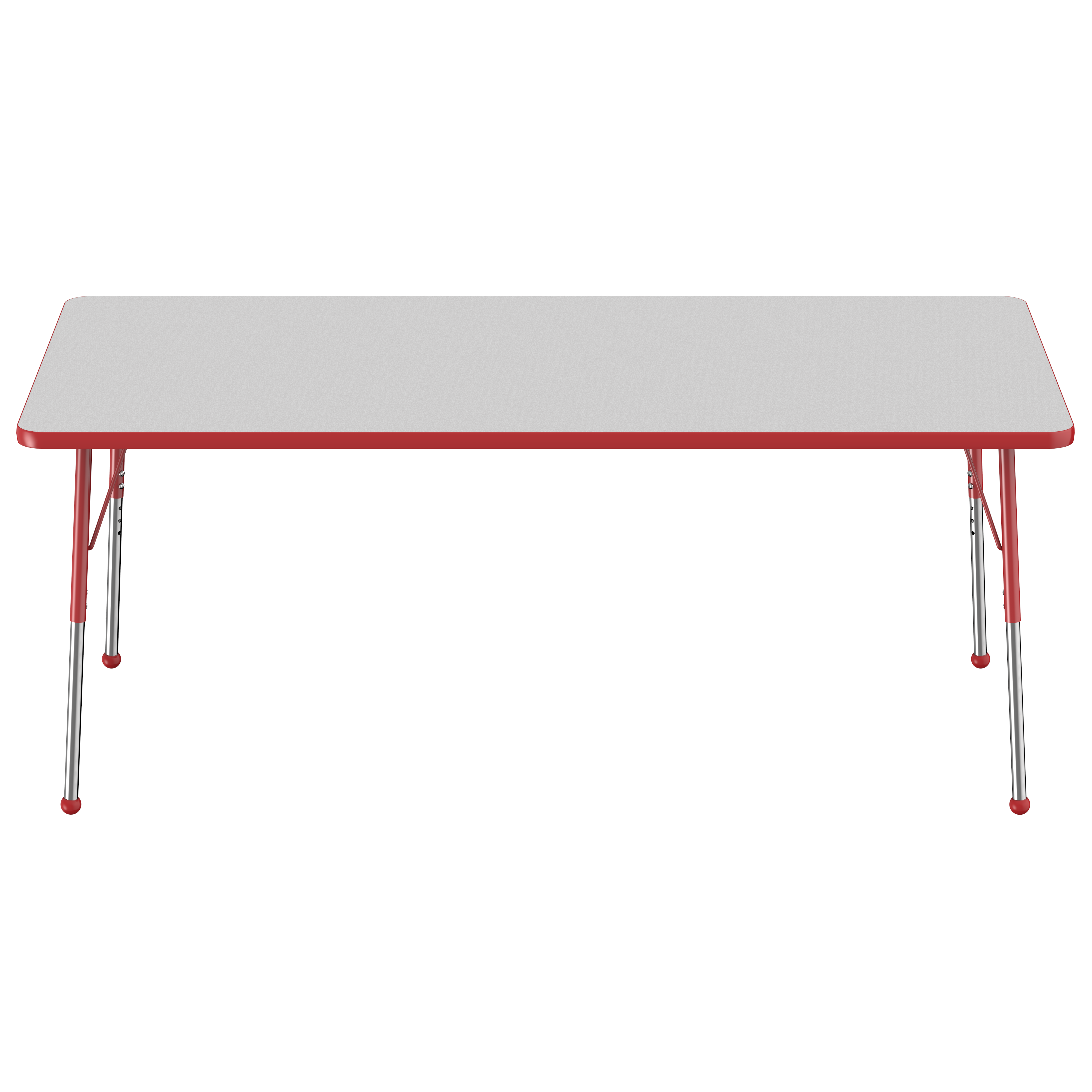 36" x 72" Rectangle T-Molding Activity Table with Adjustable Standard Ball Glide Legs - Gray/Red