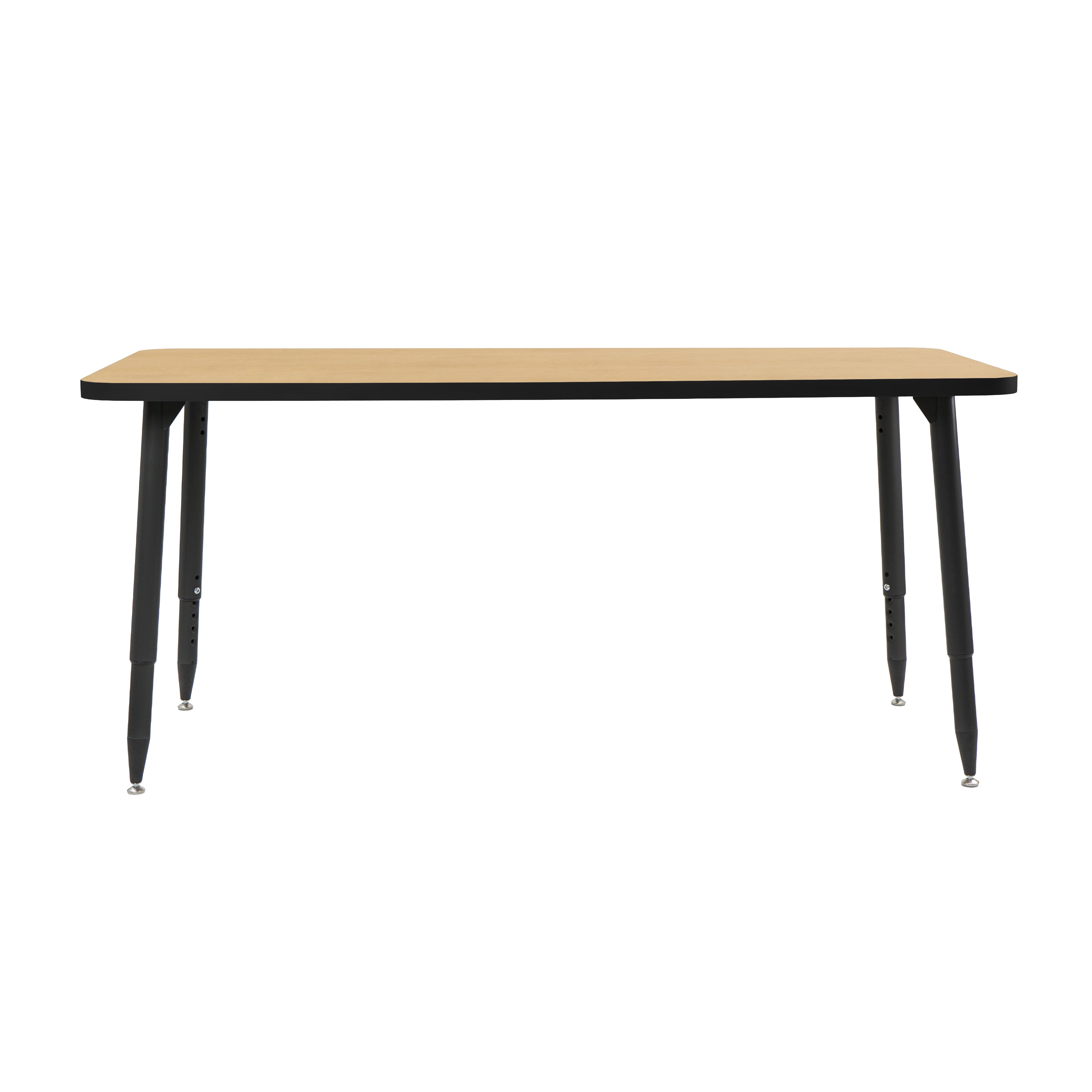 Adapte 30" x 60" Rectangle Thermofused Activity Table with Adjustable Tapered Legs - Maple/Black