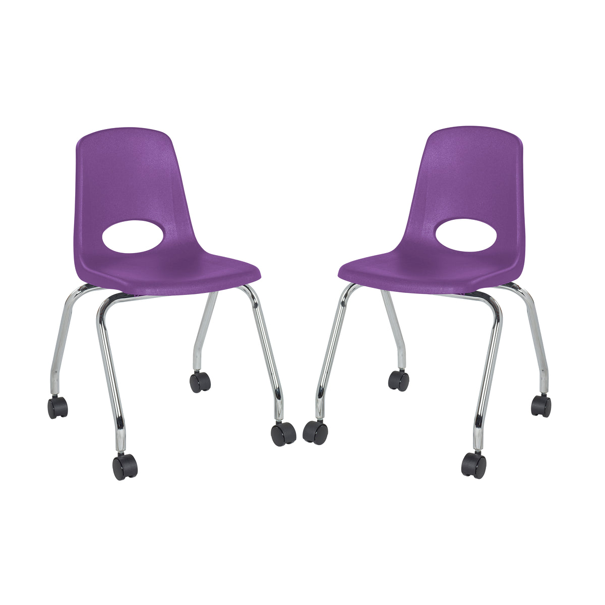 18" Mobile Chair with Casters, 2-Pack - Purple
