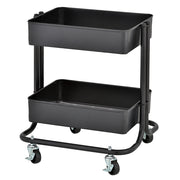 2-Tier Metal Rolling Utility Cart - Black