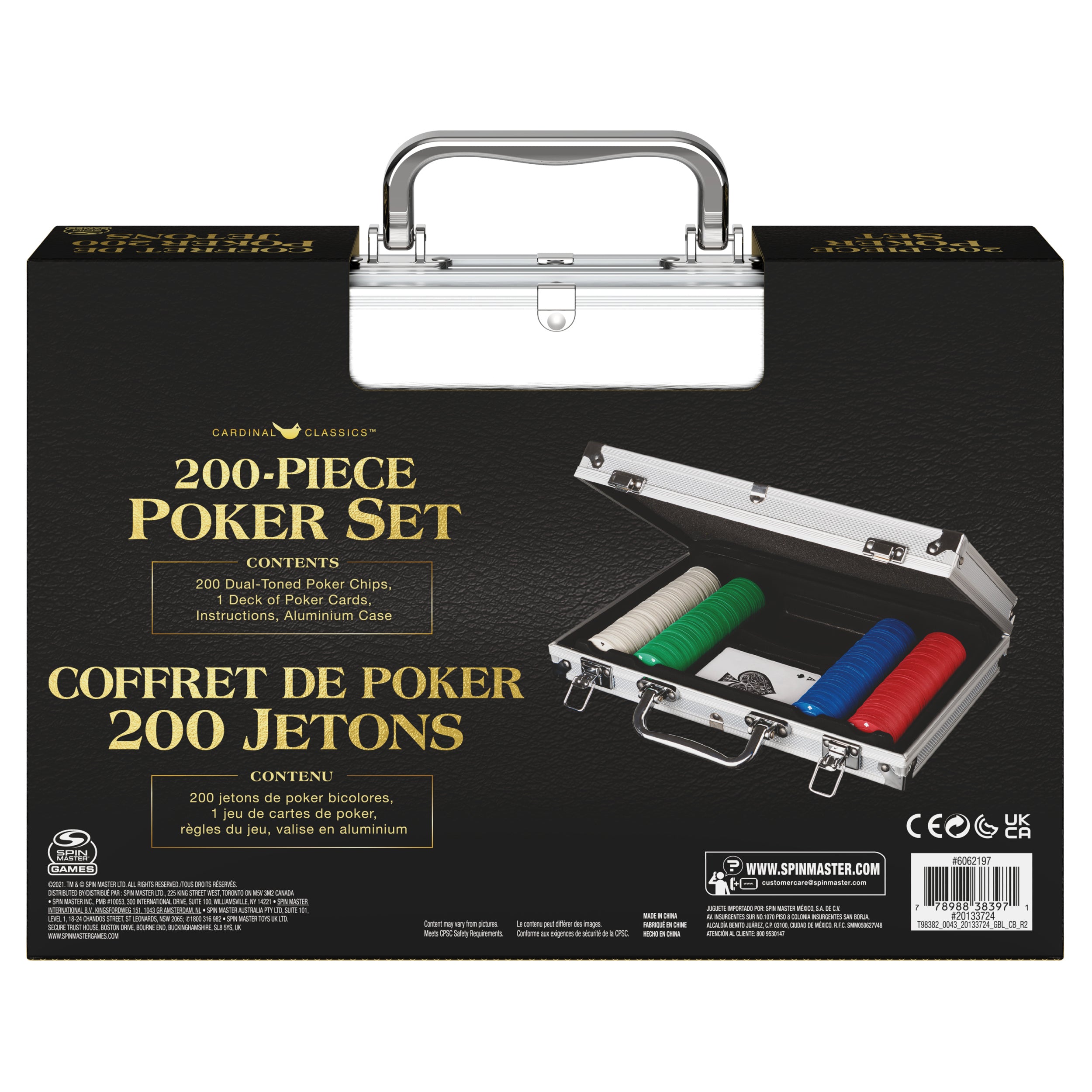Professional Texas Hold ‘Em Poker Set, Classic Game with 200 Dual-Toned Chips and Cards in an Aluminum Case