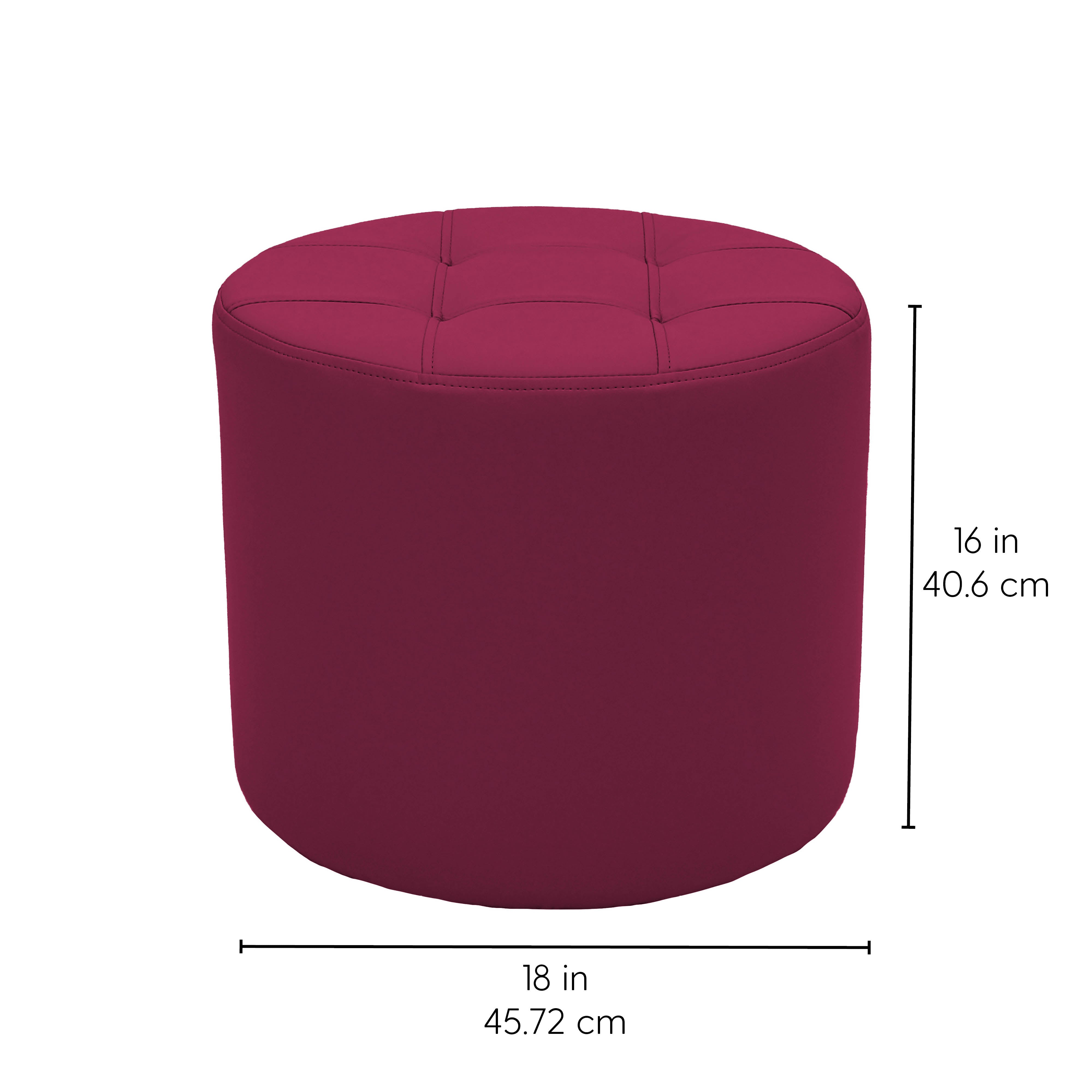 Tufted Round Ottoman 16" Height - Raspberry