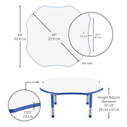 48" x 48" Clover Dry-Erase Activity Table with Adjustable Chunky Legs - Whiteboard/Blue