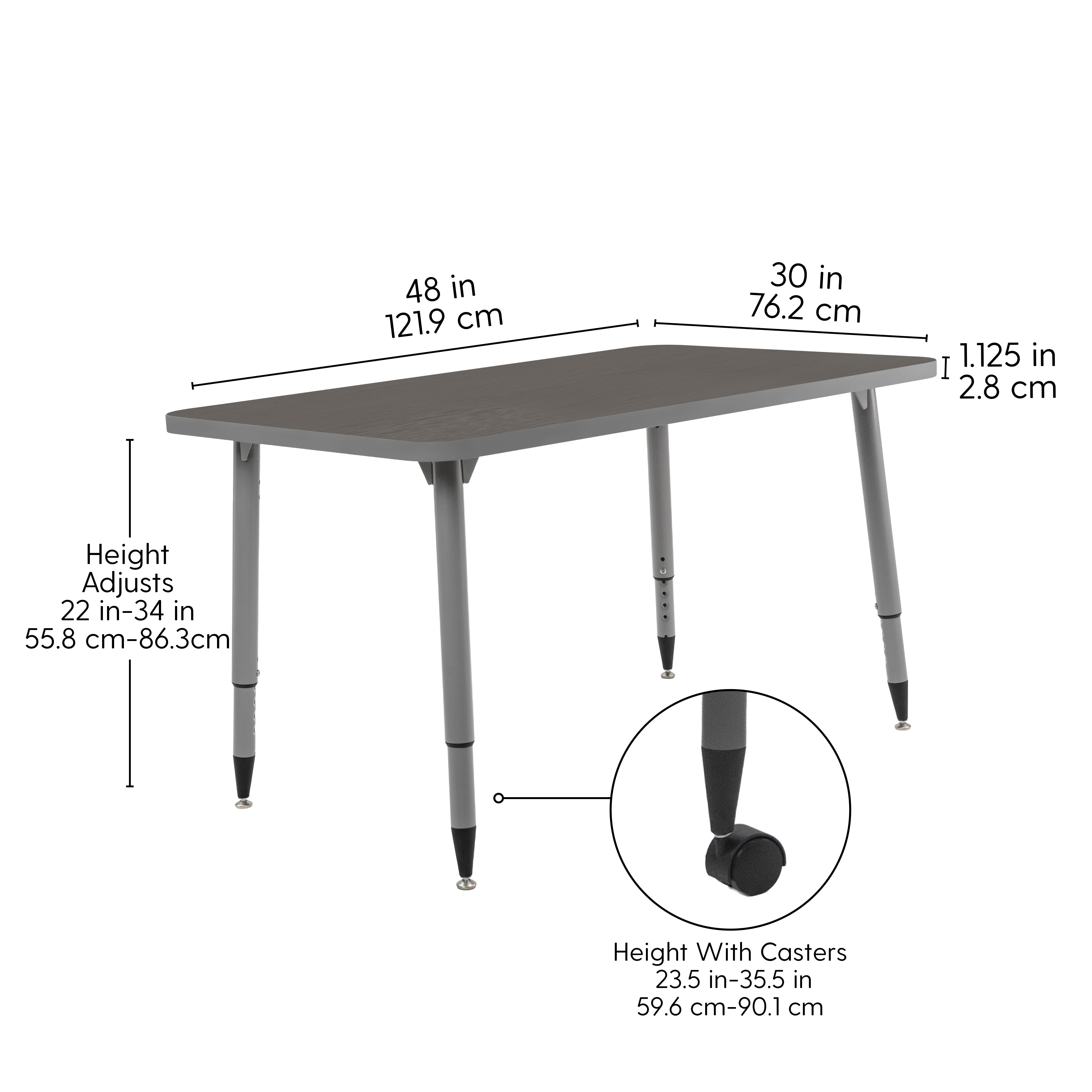 Adapte 30" x 48" Rectangle Thermofused Activity Table with Adjustable Tapered Legs - Cosmic Strandz/North Sea