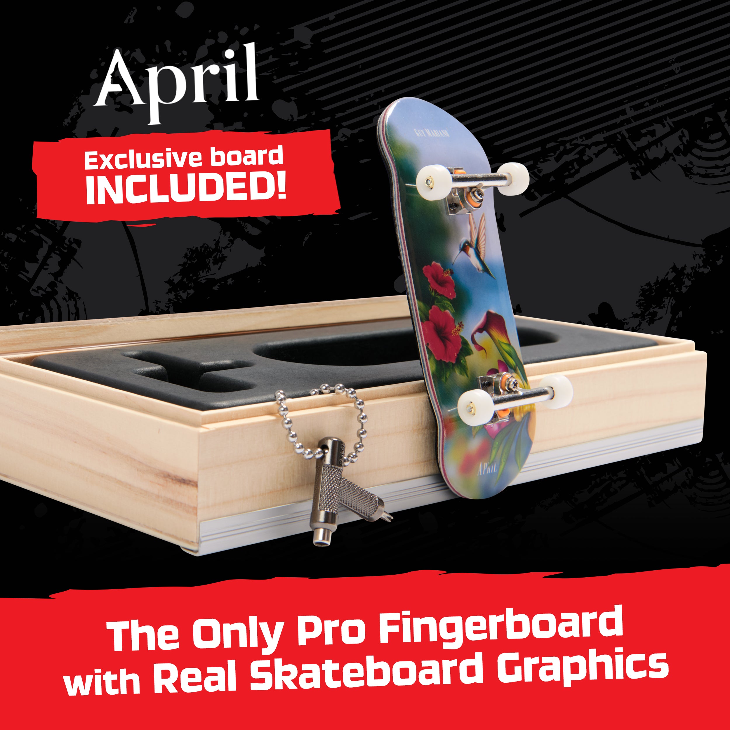 Tech Deck, April Pro Series Finger Board with Storage Display, Built for Pros; Authentic Mini Skateboards, Kids Toys for Ages 6 and up
