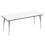 30" x 72" Rectangle Dry-Erase Activity Table with Adjustable Standard Swivel Glide Legs - Whiteboard/Green