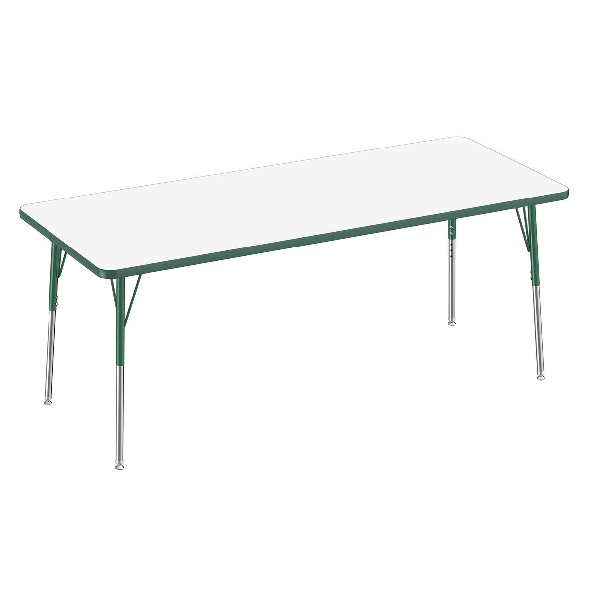 30" x 72" Rectangle Dry-Erase Activity Table with Adjustable Standard Swivel Glide Legs - Whiteboard/Green