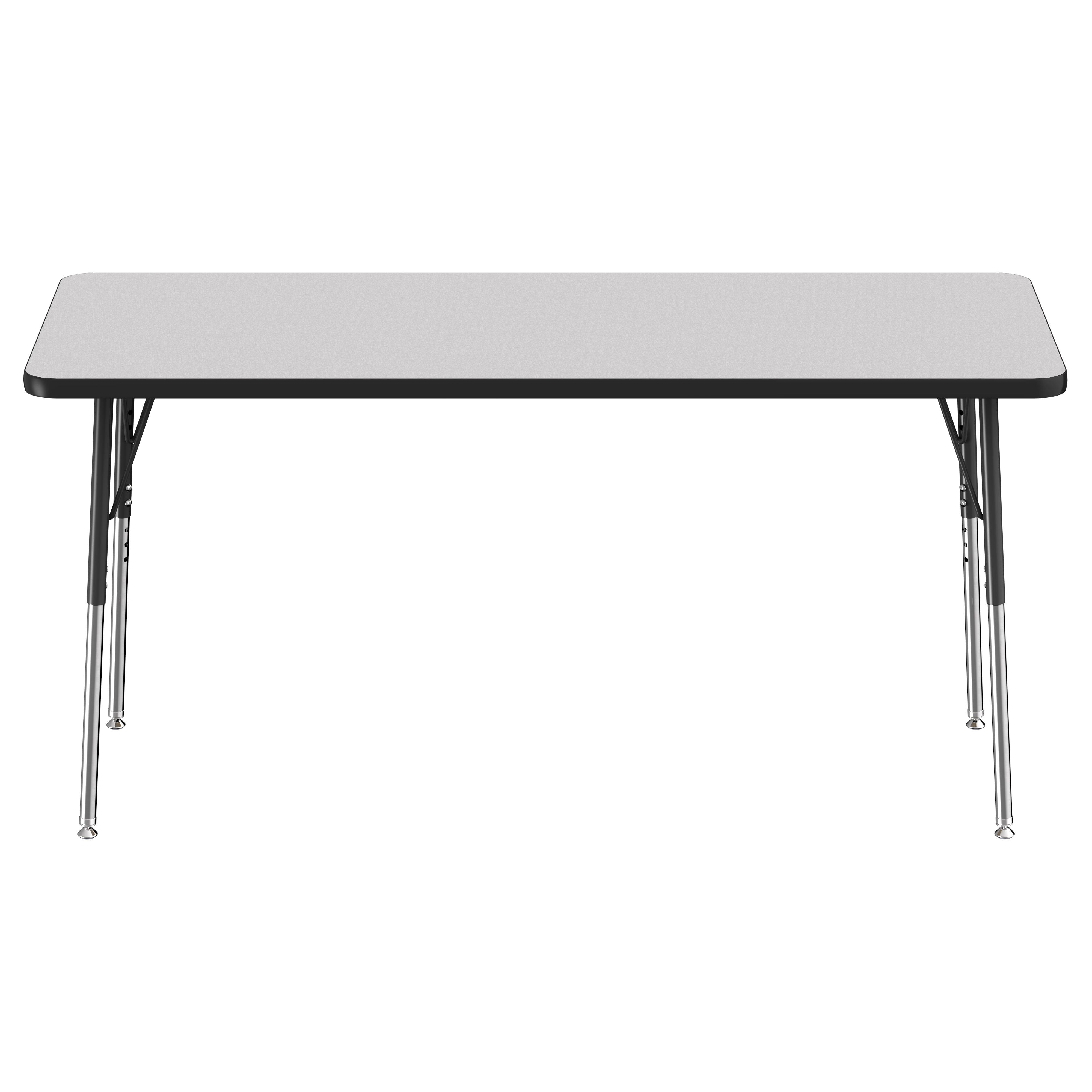 24" x 60" Rectangle Thermofused Activity Table with Adjustable Standard Swivel Glide Legs - Gray/Black