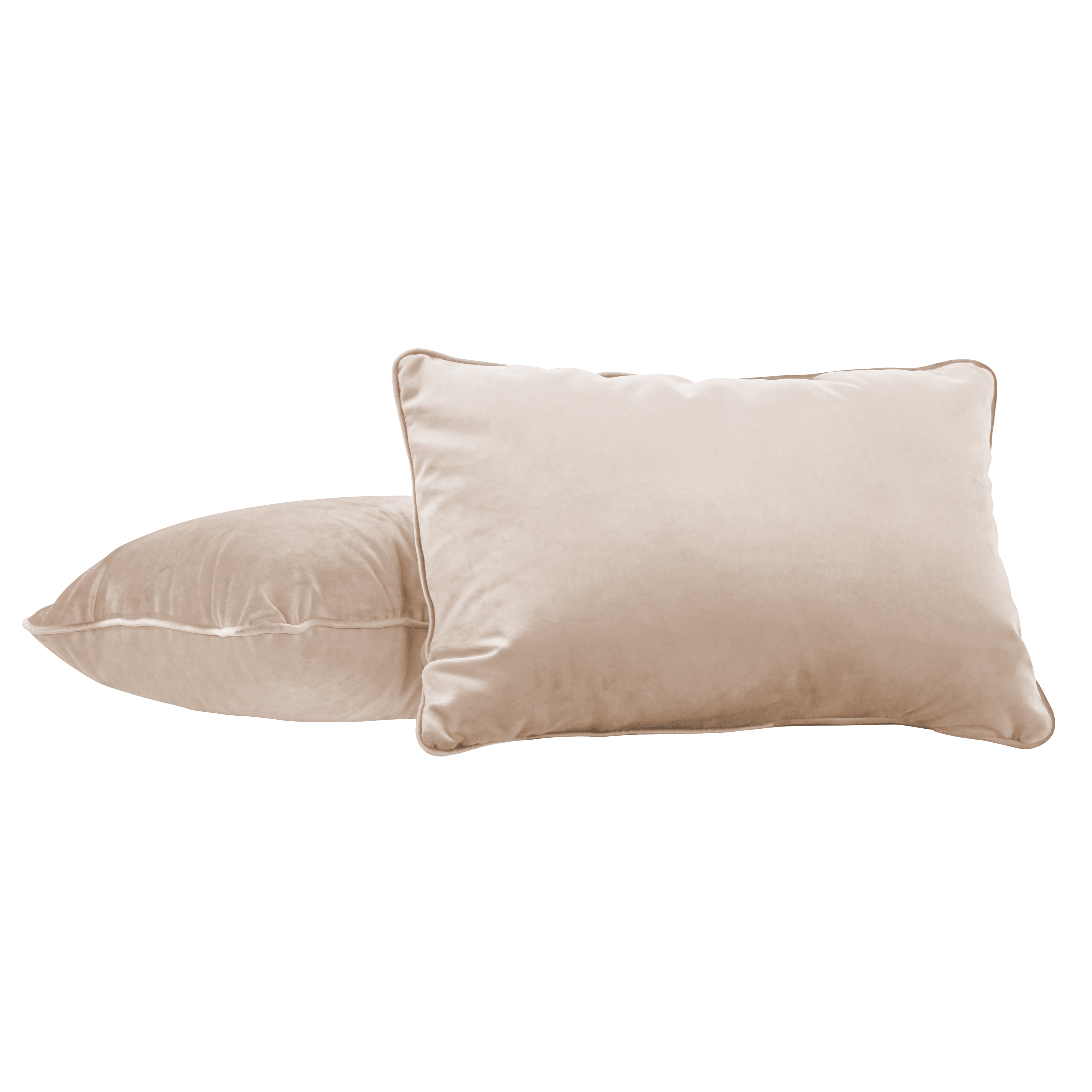 16" x 24" Rectangle Lumbar Microfiber Pillow with Piping, 2-Piece - Beige
