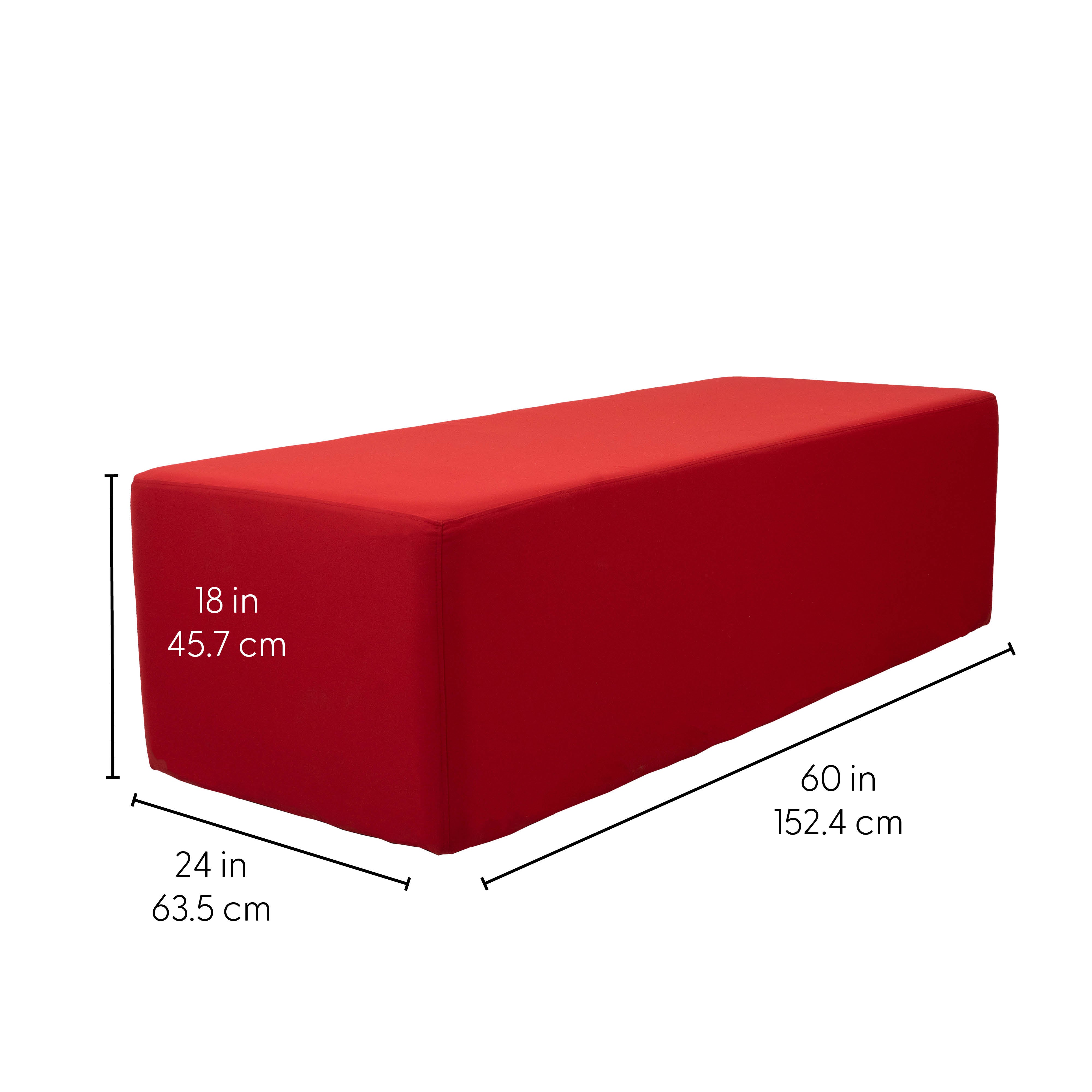 Outdoor 24" x 60" Rectangle Ottoman with Sunbrella®, 18" H - Canvas Jockey Red