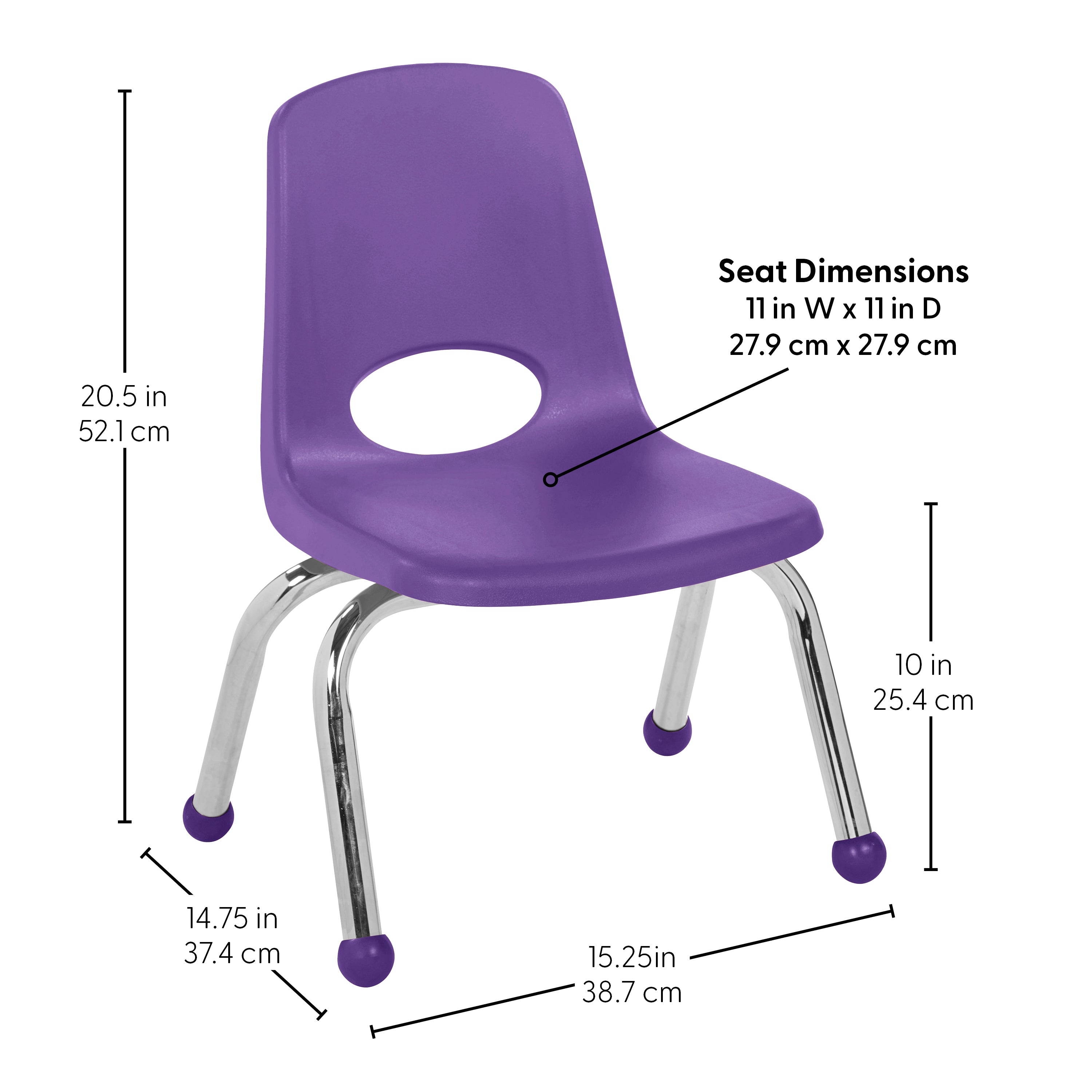 10" Stack Chair with Ball Glides - Purple
