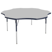 60" x 60" Flower T-Molding Activity Table with Adjustable Standard Swivel Glide Legs - Gray/Navy