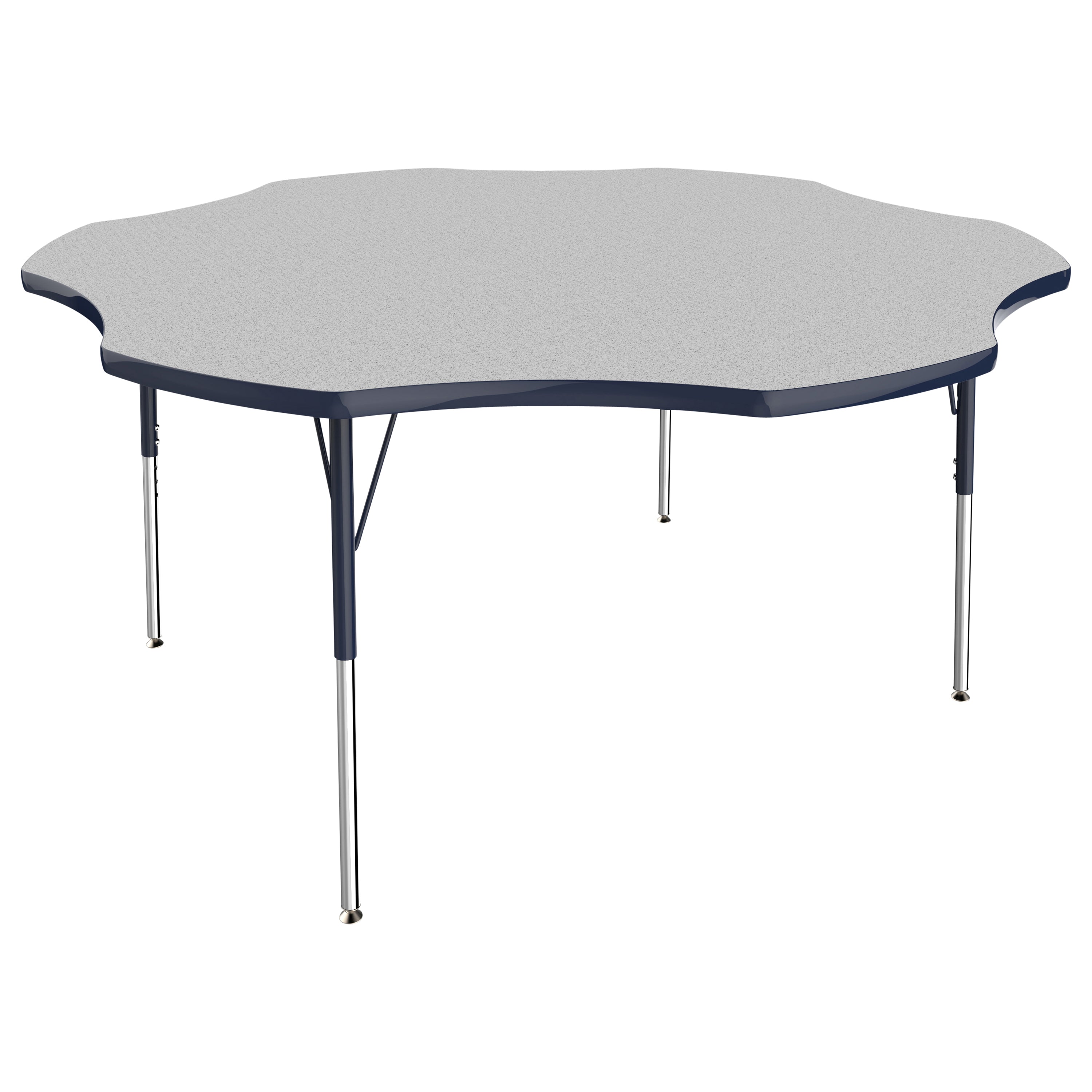 60" x 60" Flower T-Molding Activity Table with Adjustable Standard Swivel Glide Legs - Gray/Navy