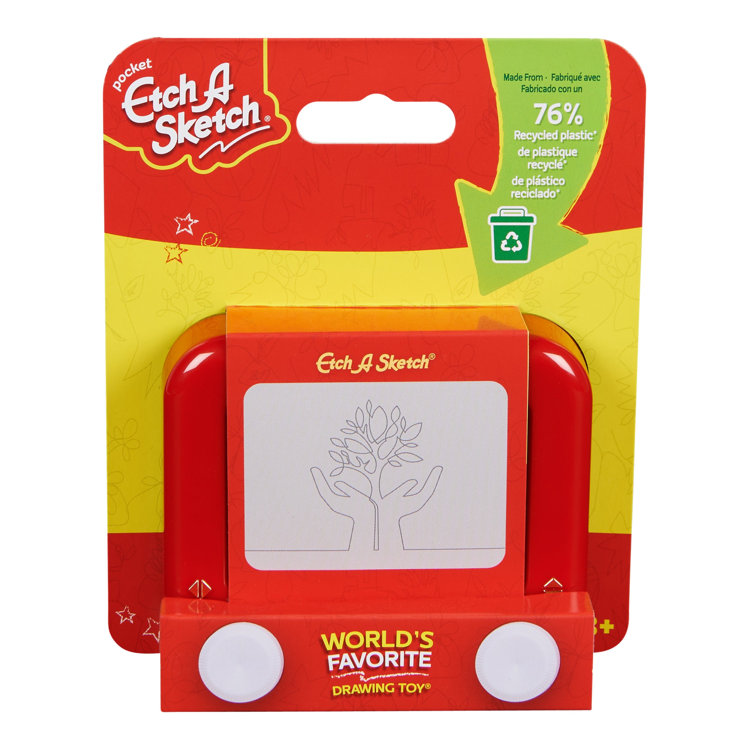 Etch A Sketch Pocket, 76% Recycled Plastic, Original Magic Screen, Sustainably-minded Kids Travel Toy, Drawing Toys for Boys & Girls Ages 3+