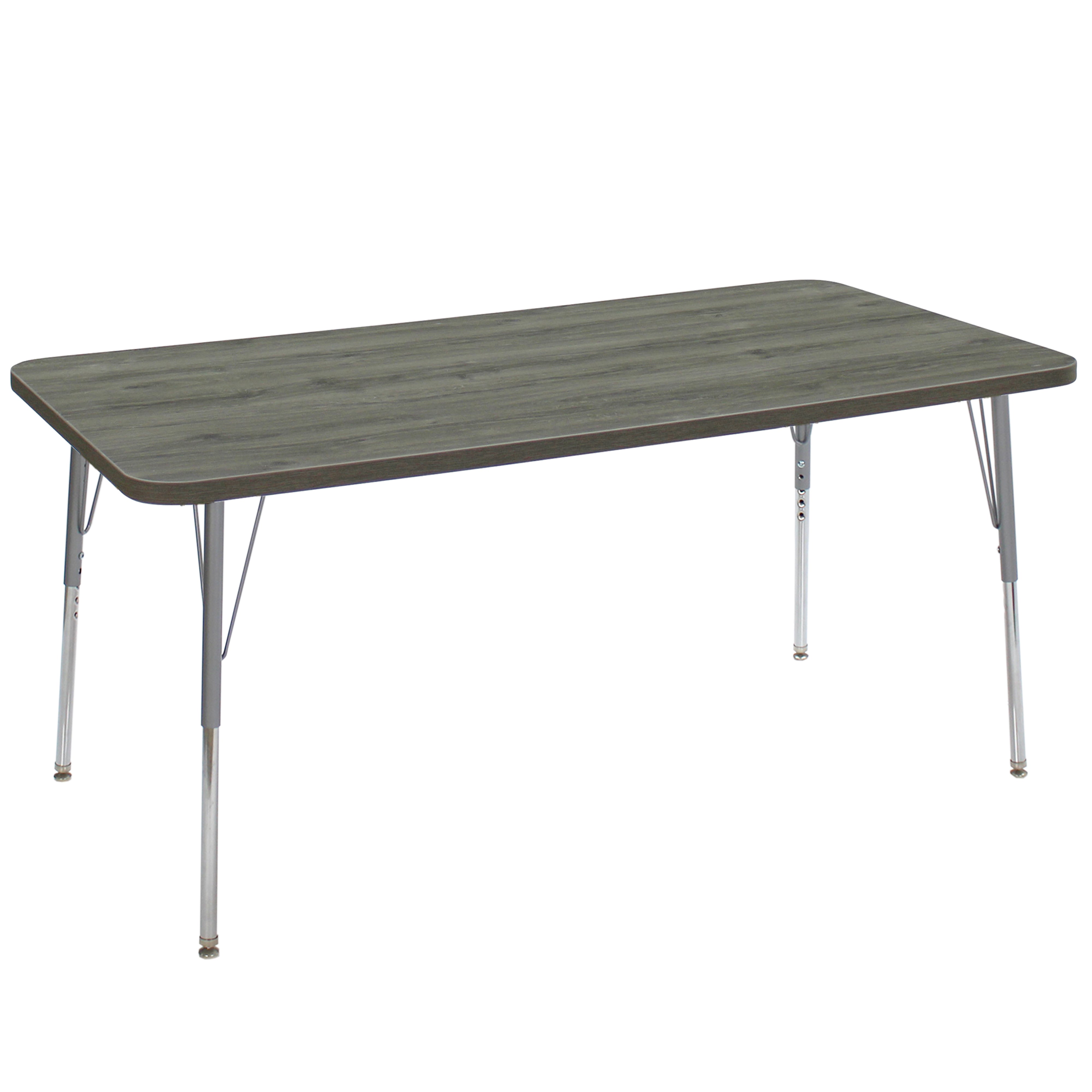 36" x 72" Rectangle La Madera Activity Table with Standard Legs - Gray Wood/Silver