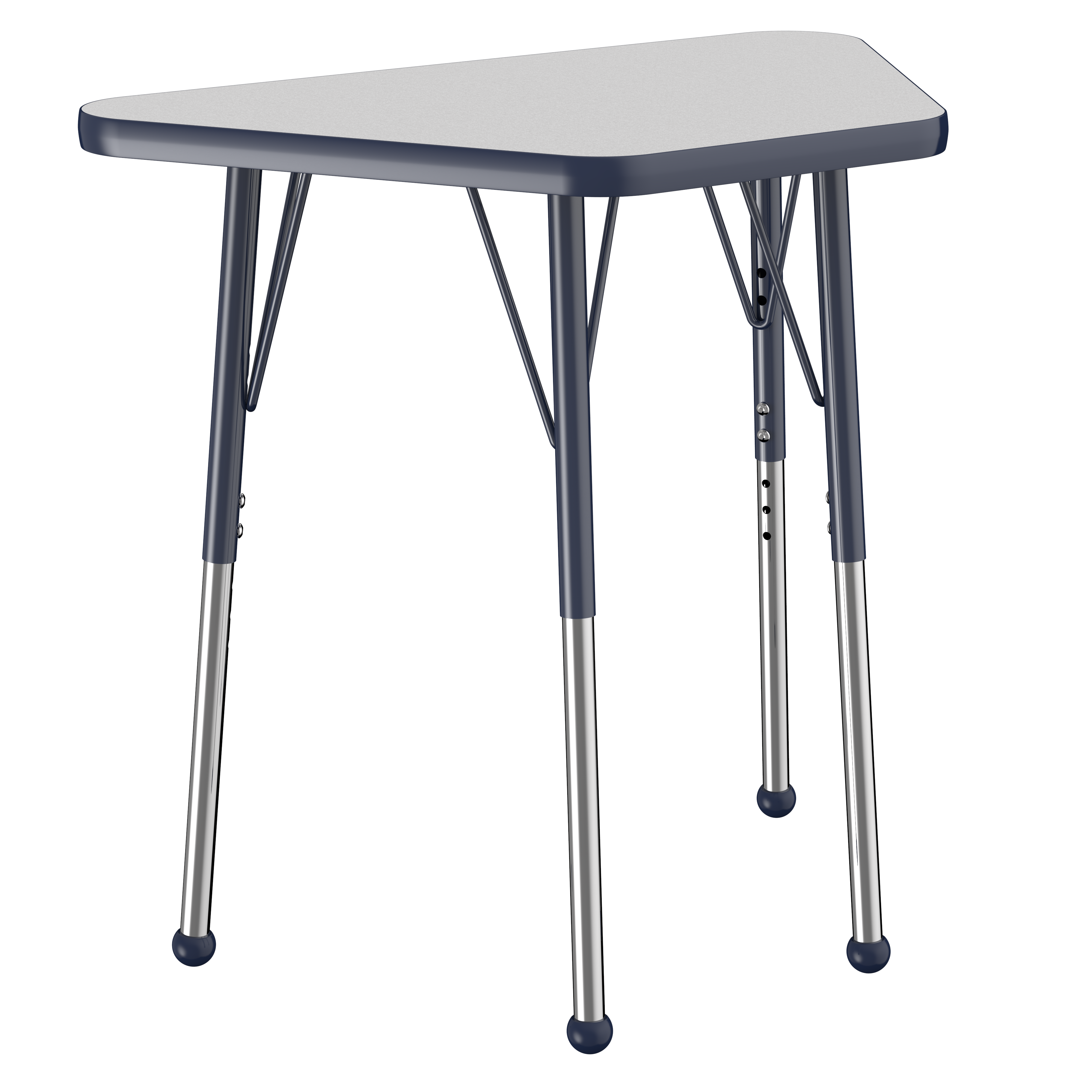 18" x 30" Trapezoid T-Molding Activity Table with Adjustable Standard Ball Glide Legs - Gray/Navy