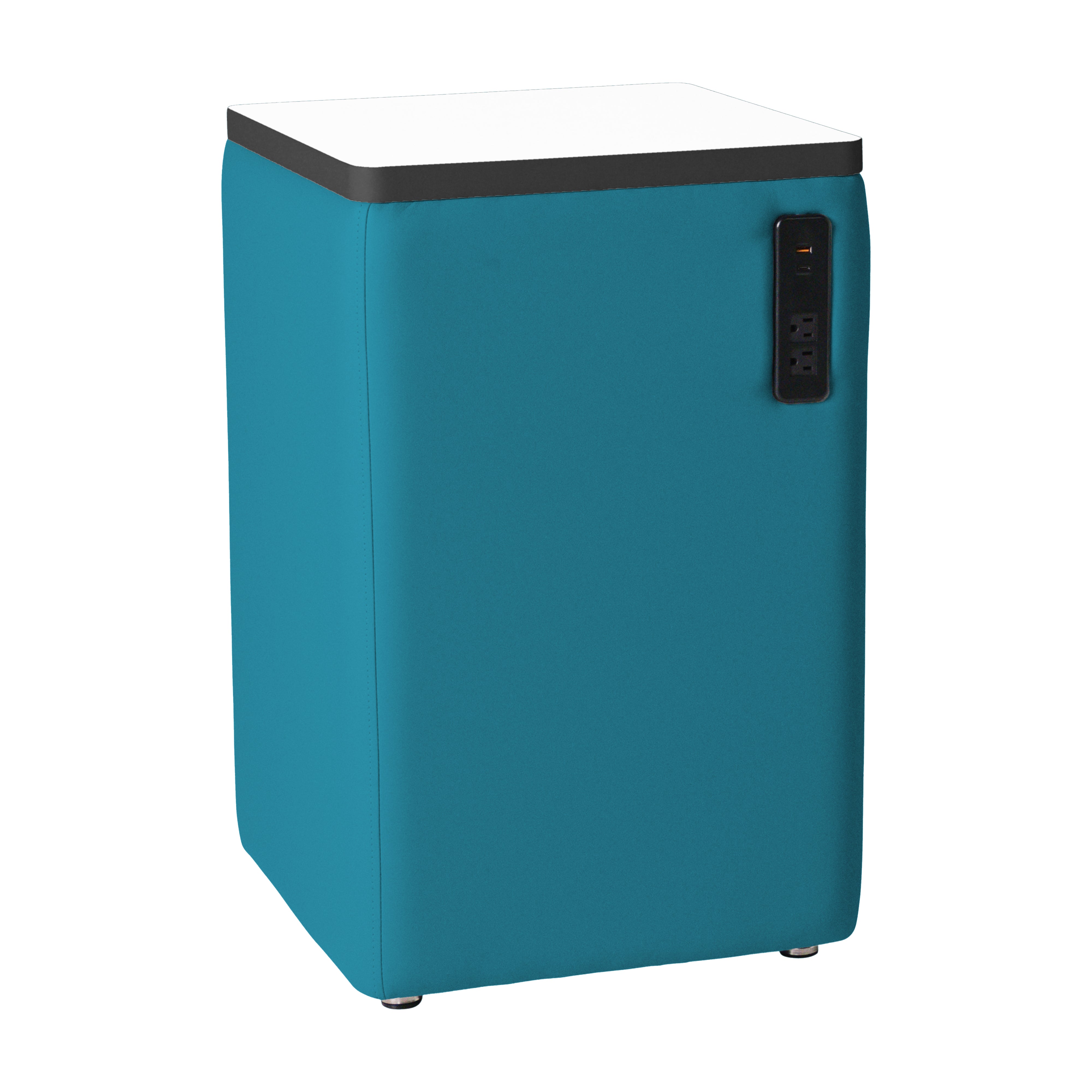 Pro Series Upholstered 18" x 18" Square Dry-Erase Ottoman Table with Tech Panel 28" Height - Teal/Whiteboard