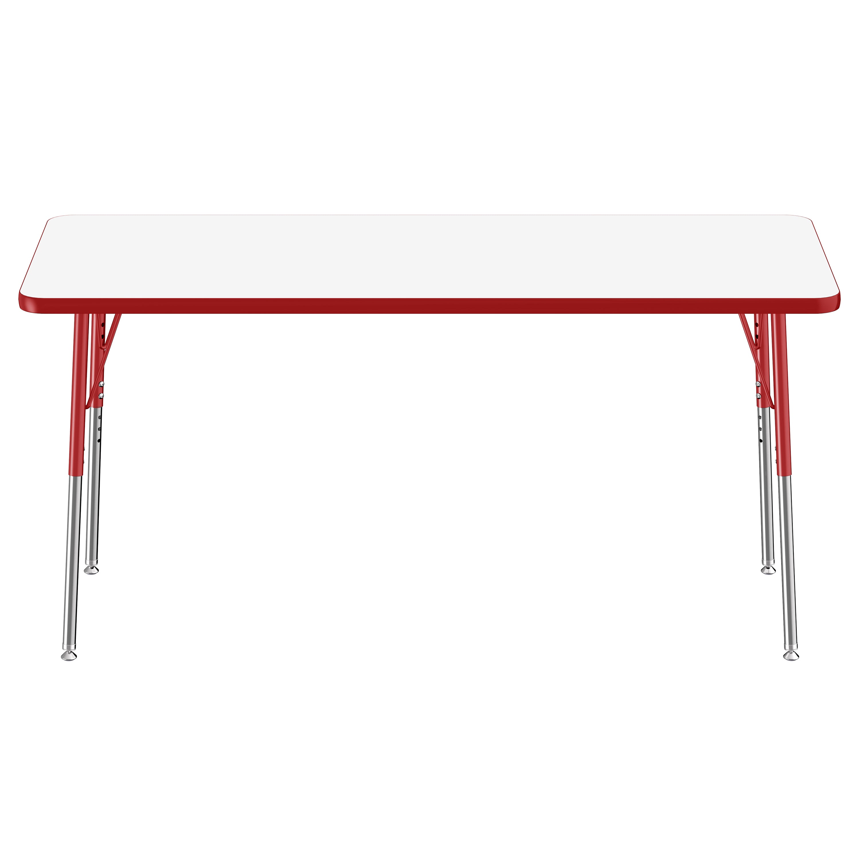 24" x 60" Rectangle Dry-Erase Activity Table with Adjustable Standard Swivel Glide Legs - Whiteboard/Red