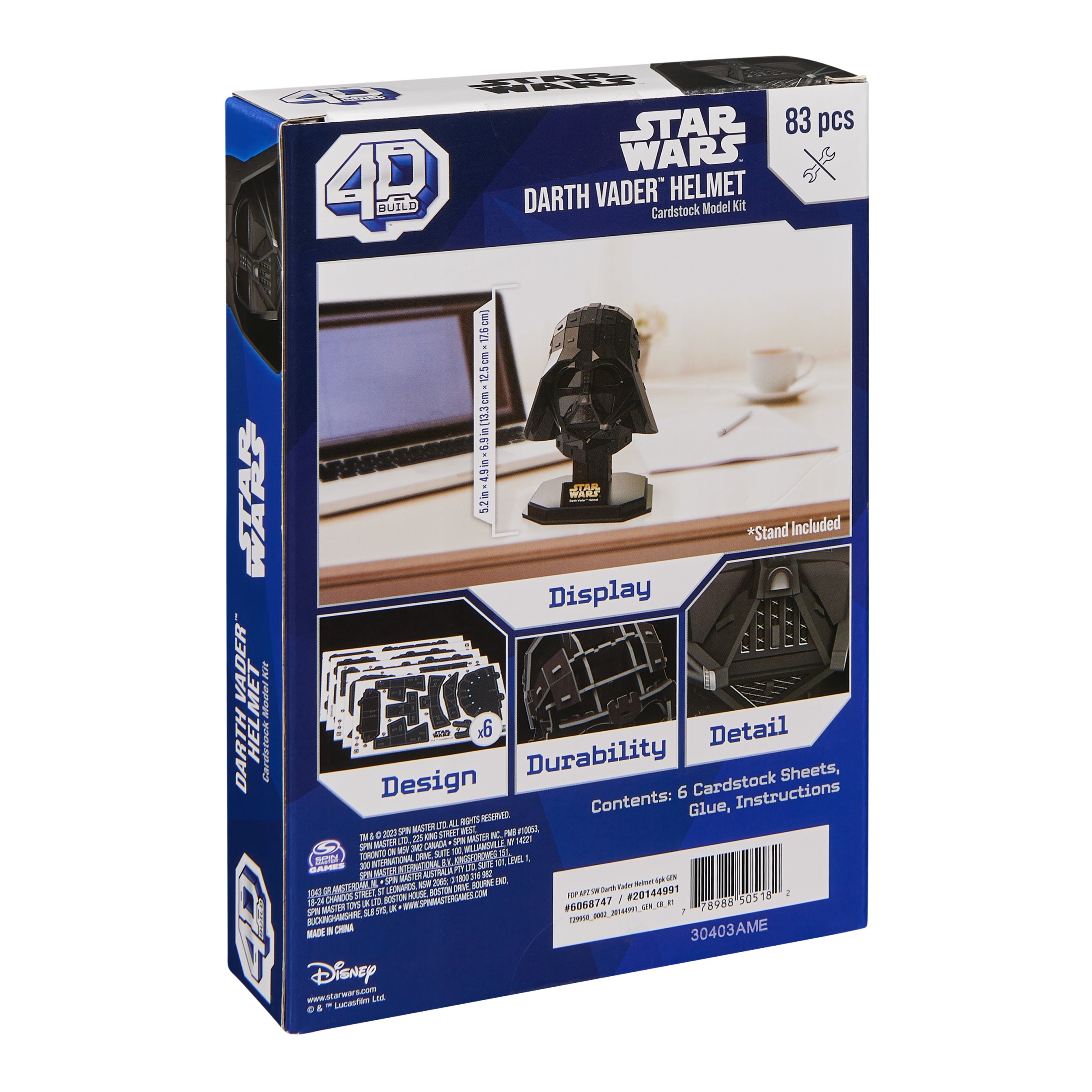 4D Build Star Wars Darth Vader Cardstock 3D Model Kit, Star Wars Gifts, Toys Desk Décor for Fans & Collectors, Adults & Teens 12+