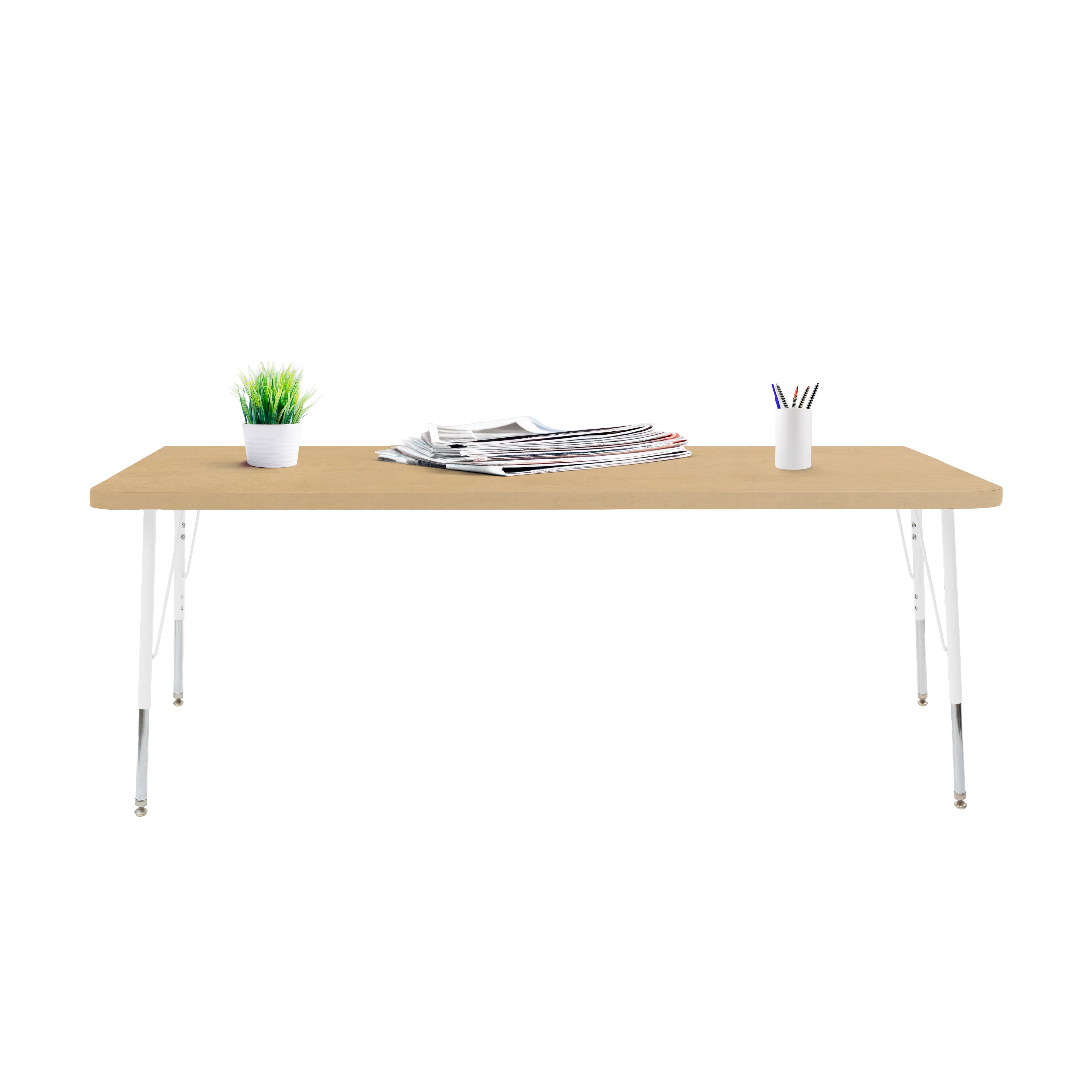 30" x 72" Rectangle Thermofused Woodgrain Activity Table with Standard Legs - Maple Grain/White