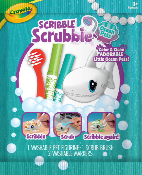 Crayola Scribble Scrubbie Ocean Pets, Color & Wash Creative Toy,  Includes Markers, 1ct