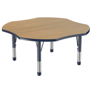 48" x 48" Clover T-Molding Activity Table with Adjustable Chunky Legs - Pasadena Oak/Navy
