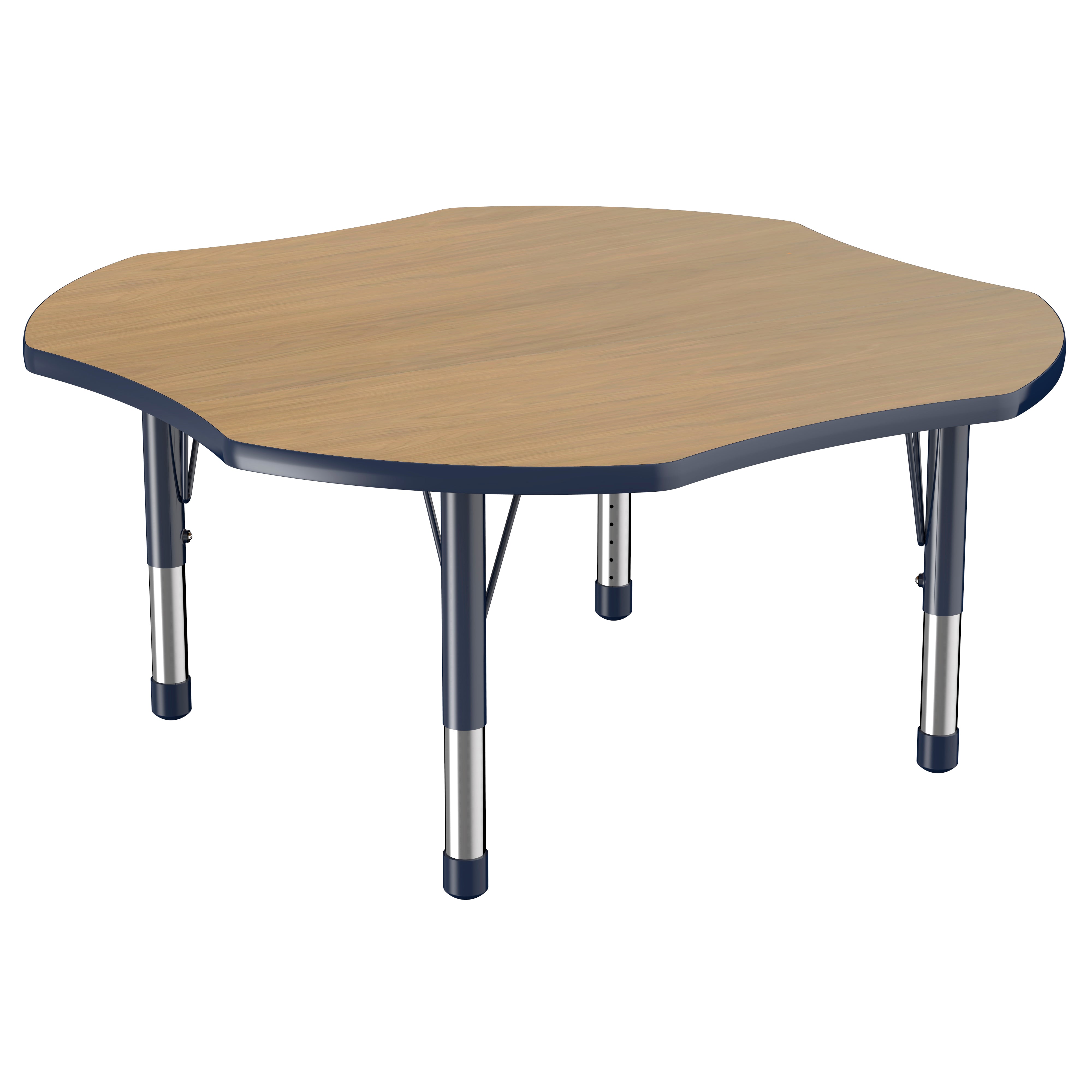 48" x 48" Clover T-Molding Activity Table with Adjustable Chunky Legs - Pasadena Oak/Navy