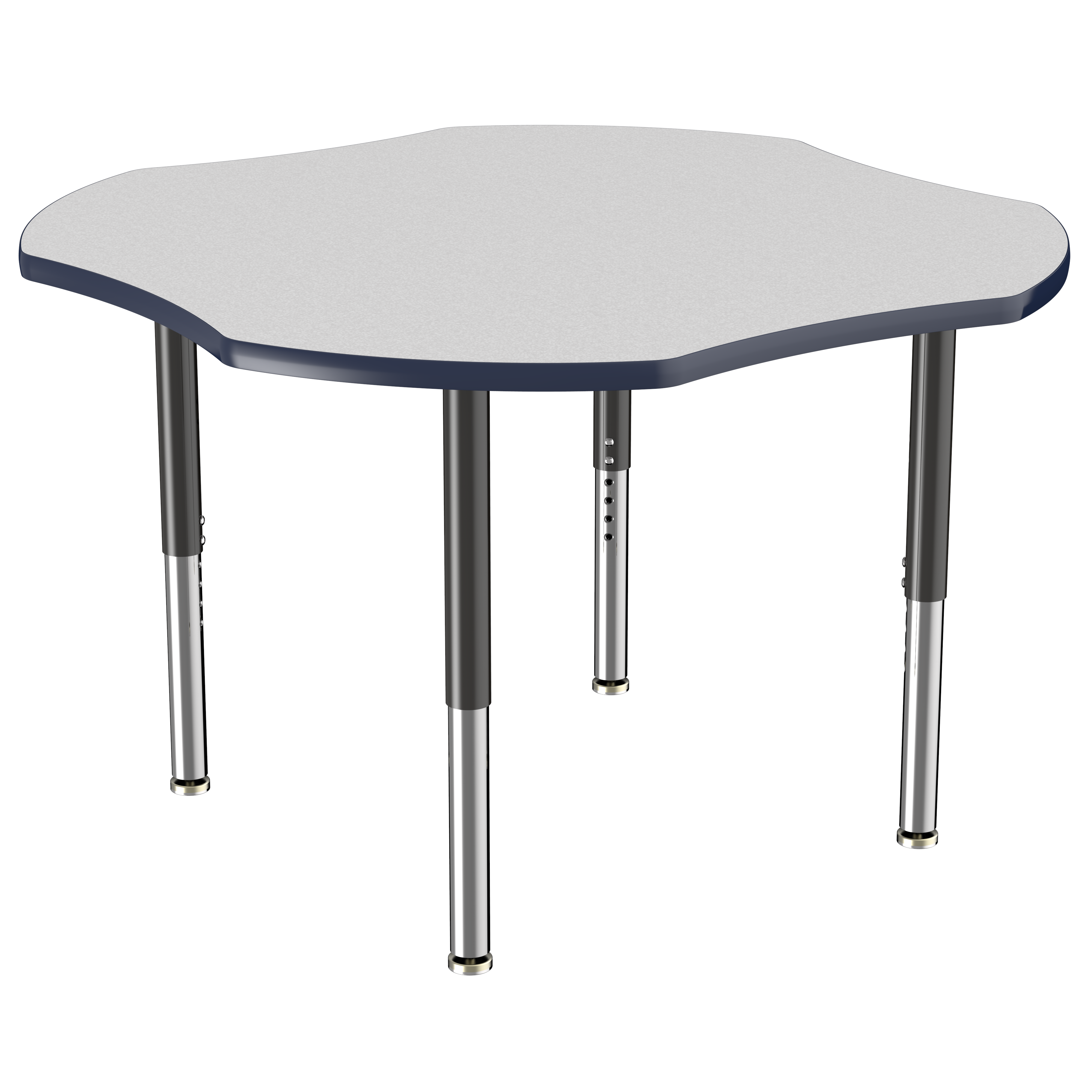 48" x 48" Clover T-Molding Activity Table with Adjustable Super Legs - Gray/Navy/Black