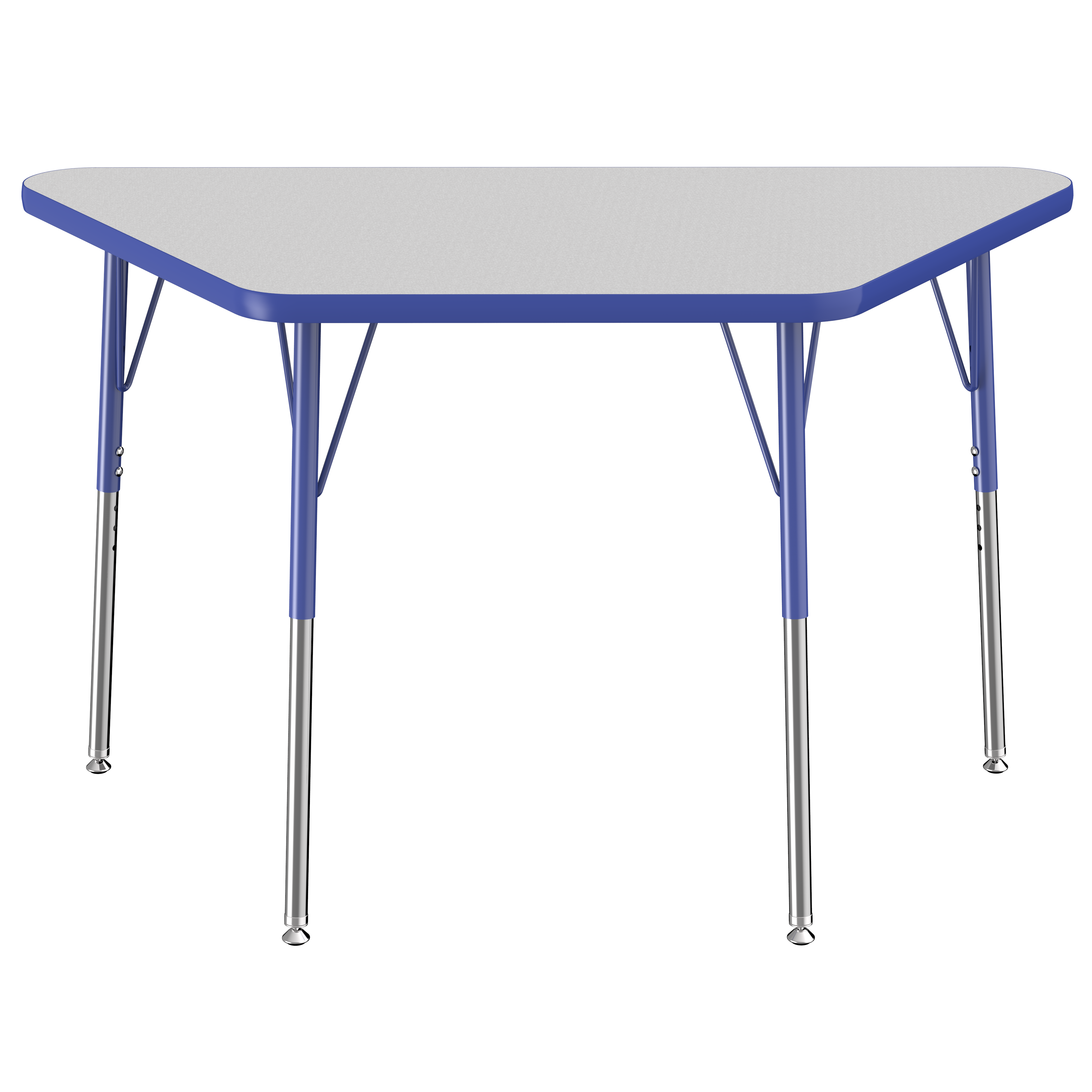 24" x 48" Trapezoid T-Molding Activity Table with Adjustable Standard Swivel Glide Legs - Gray/Blue