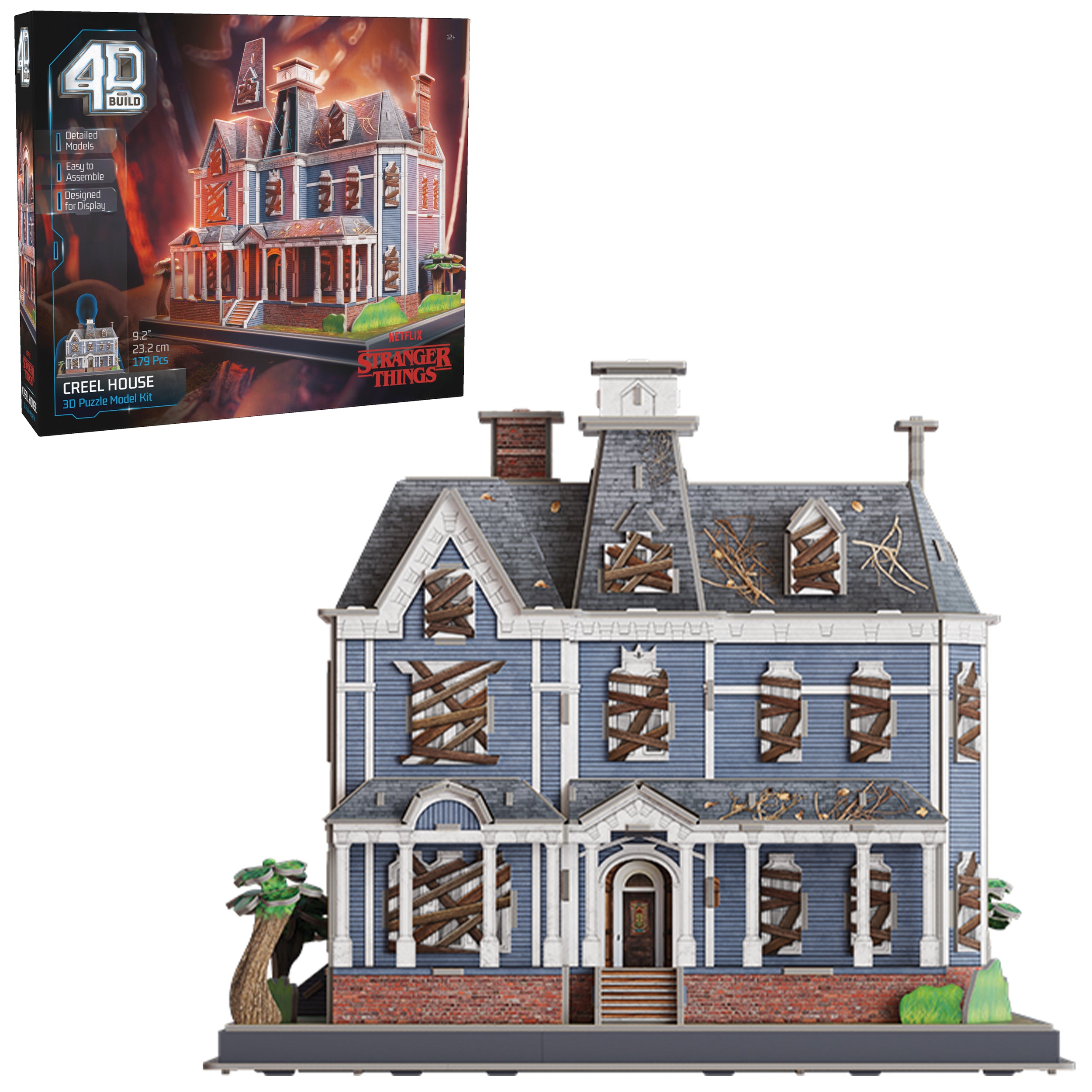 4D Build, Stranger Things Creel House 3D Model Kit with Stand, Stranger Things Collectibles & Desk Decor, Adult Puzzle, Building Toys, 3D Puzzles for Adults & Teens, 179 Pieces, for Ages 12 & Up
