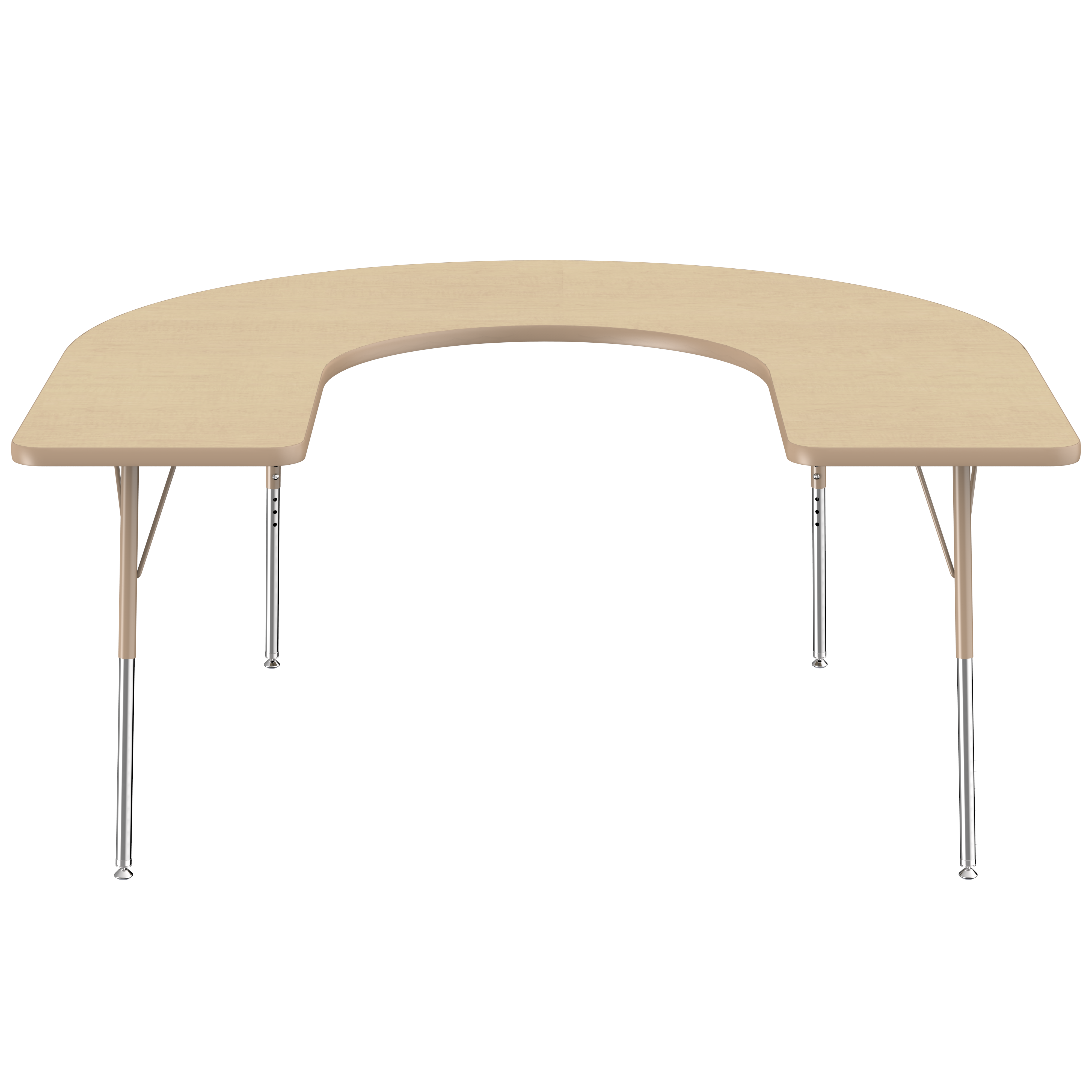 60" x 66" Horseshoe T-Molding Activity Table with Adjustable Standard Swivel Glide Legs - Maple/Sand