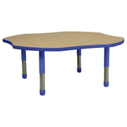 48" x 48" Clover T-Molding Activity Table with Adjustable Tiny Tot Legs - Maple/Blue