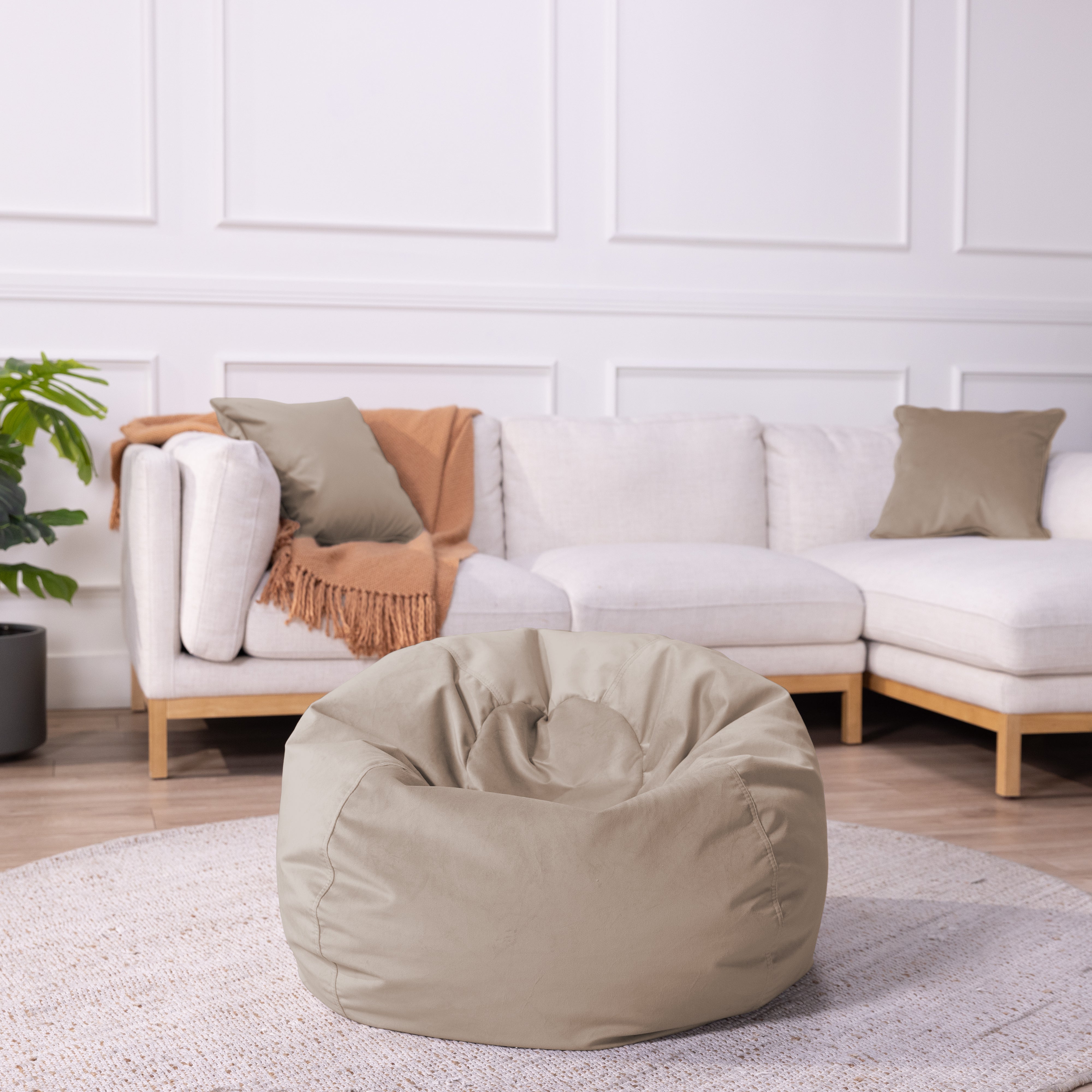 30" Round Velvety Bean Bag - Caffe