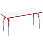 24" x 60" Rectangle Dry-Erase Activity Table with Adjustable Standard Swivel Glide Legs - Whiteboard/Red