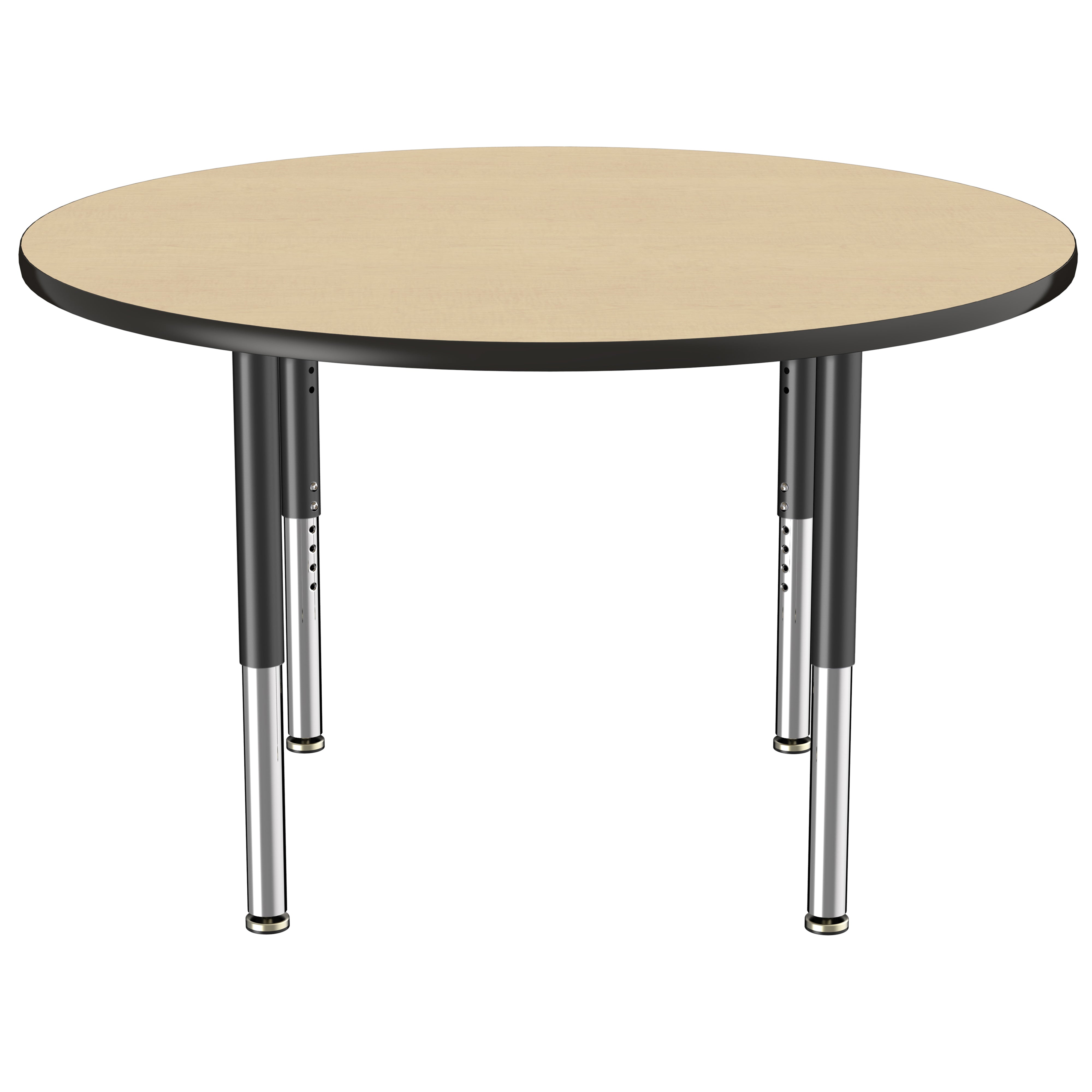 48" Round Thermofused Activity Table with Adjustable Super Legs - Maple/Black