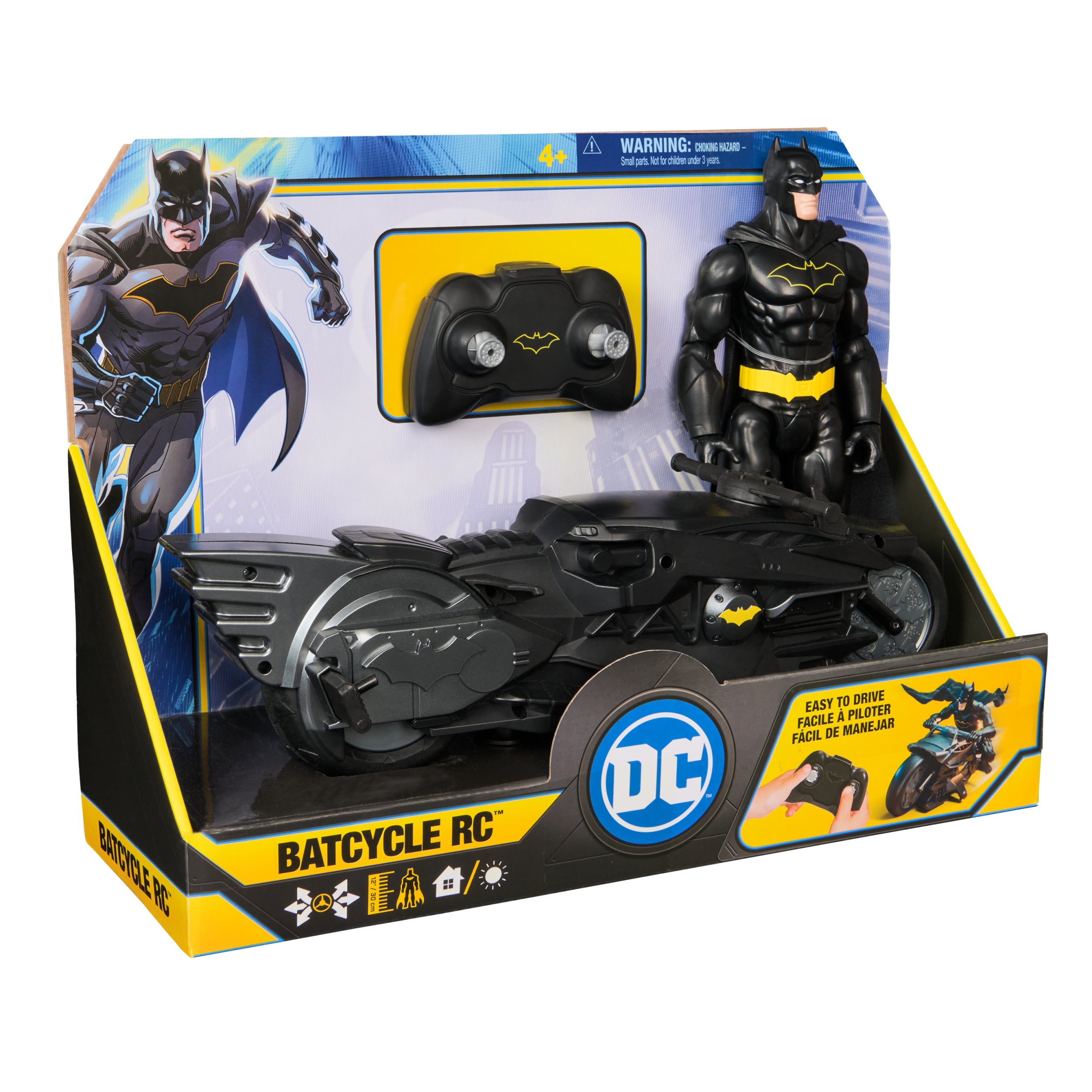 DC Comics, Batman Stealth Remote Control Batcycle with 12" Batman Action Figure, Super Hero Kids Toys for Boys and Girls Ages 4 & Up