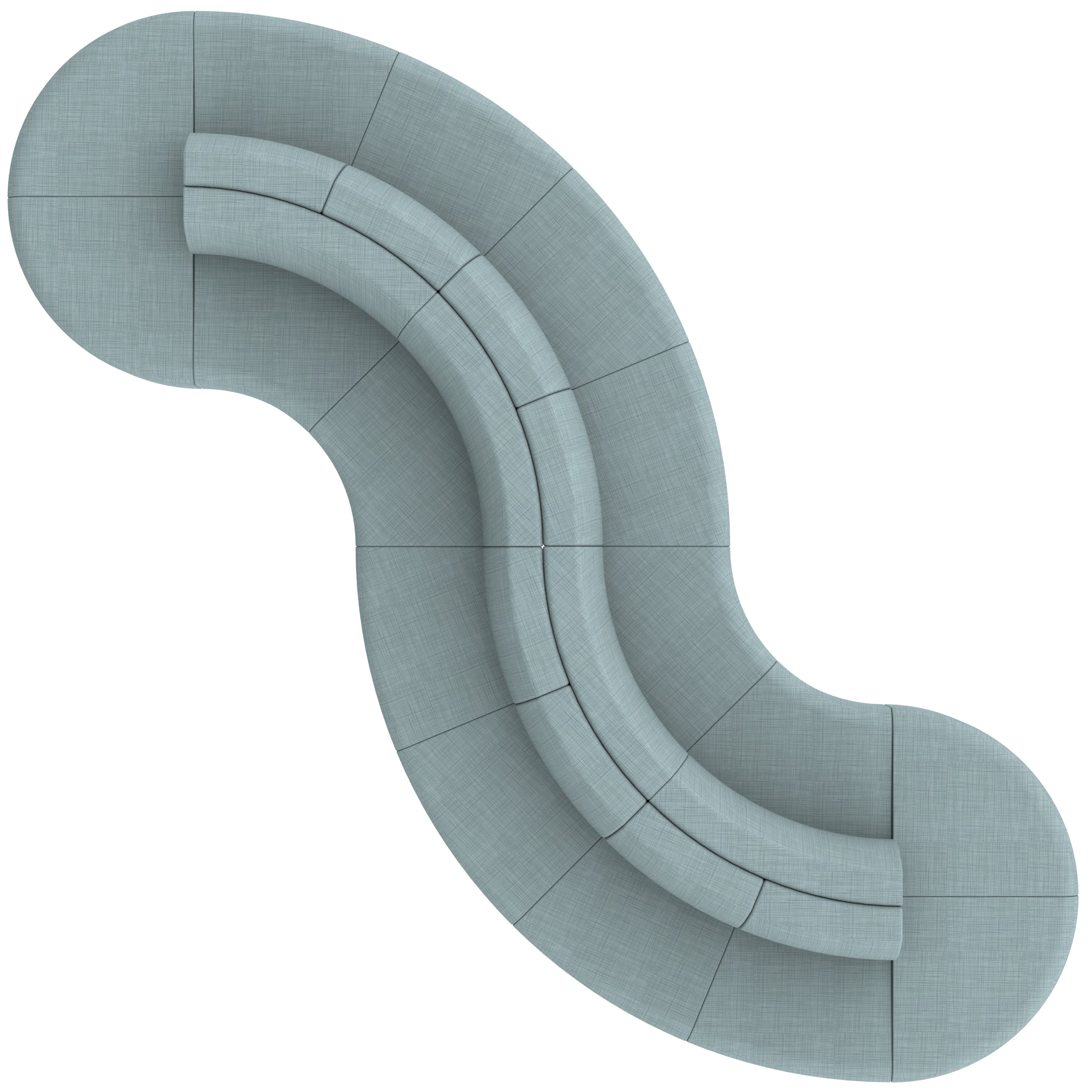 Pro Series Connect Curved Swell Seating, 16-Piece Set - Sky Blue Crosshatch