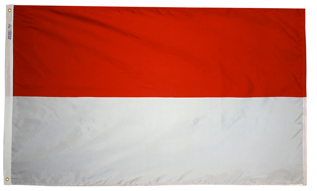 Monaco Flag 5x8 ft. Nylon SolarGuard Nyl-Glo 100% Made in USA to Official United Nations Design Specifications.