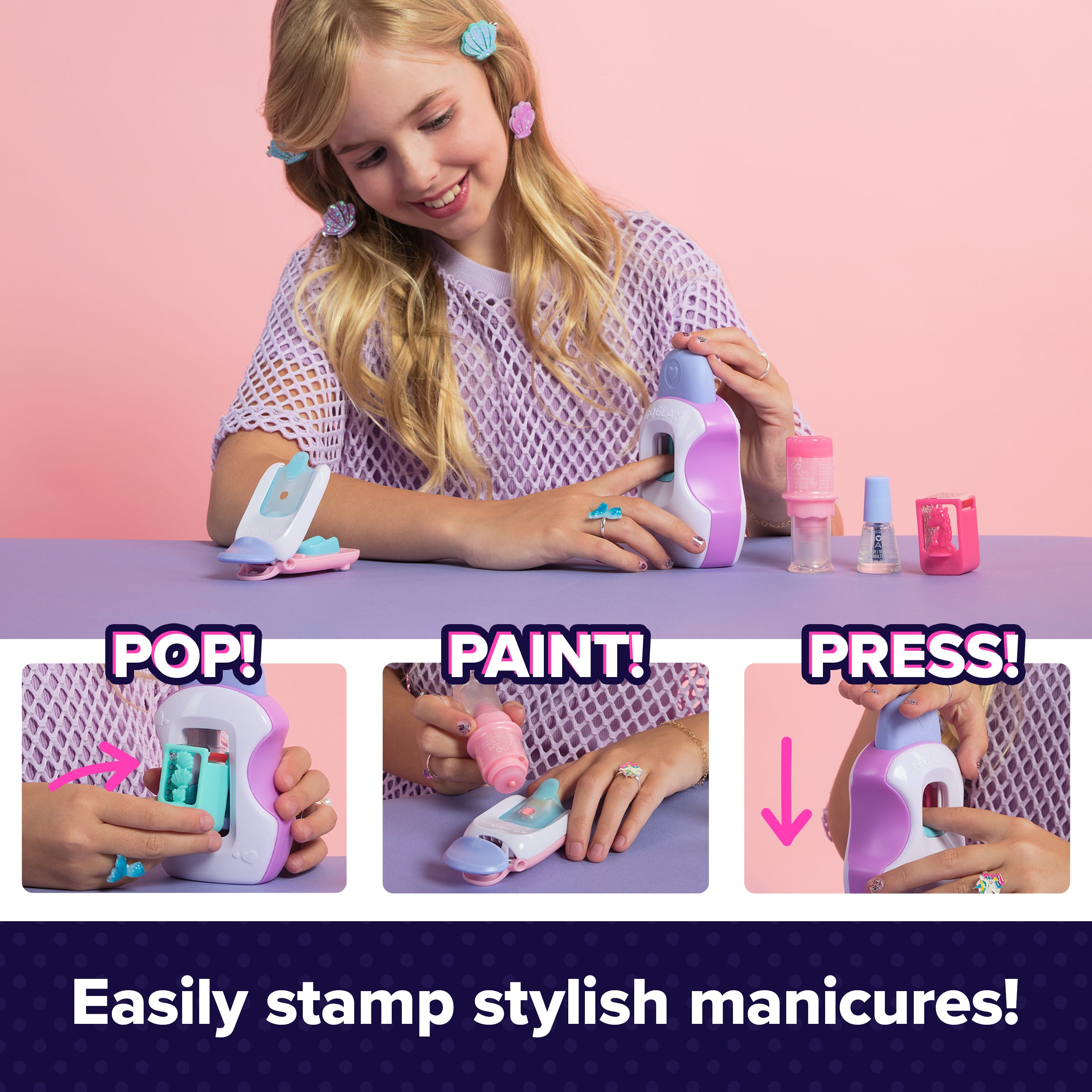Cool Maker, GO GLAM Nail Kit Refill, Unicorn & Mermaid Designs, Style 80 Nails Packaging May Vary, Arts and Crafts Kids Toys for Ages 7 and up