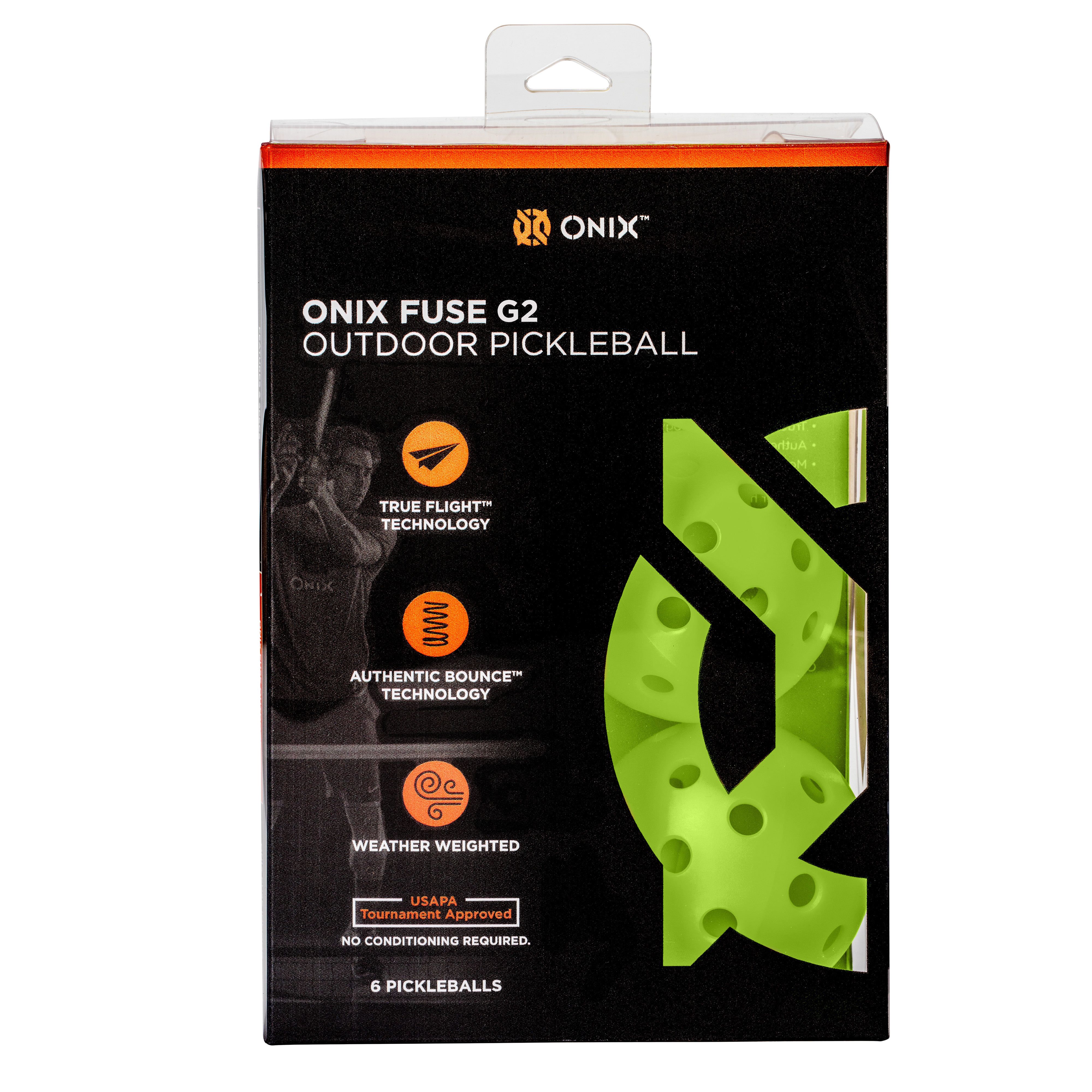 ONIX Fuse G2 Outdoor Pickleball Balls (6 Pack) - Neon Green