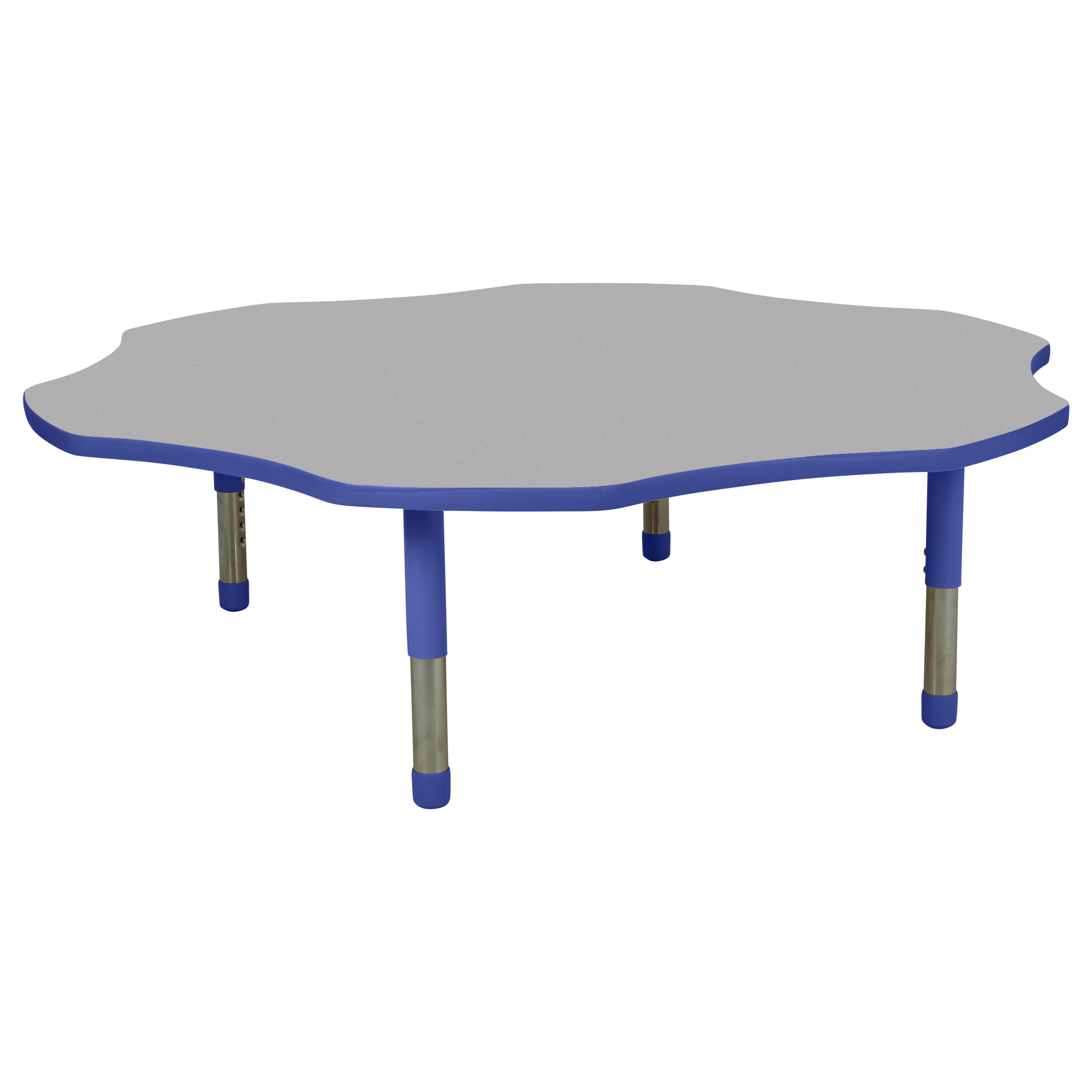 60" x 60" Flower T-Molding Activity Table with Adjustable Tiny Tot Legs - Gray/Blue