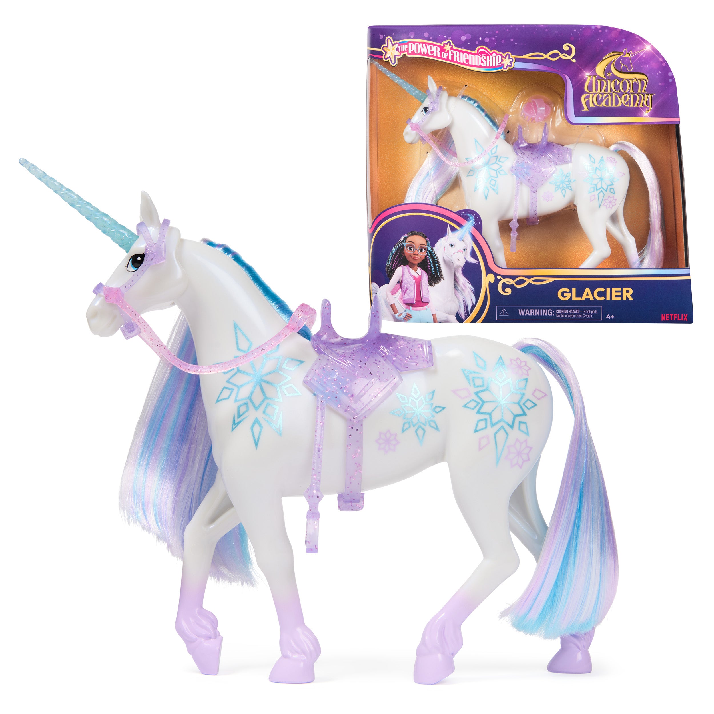 Unicorn Academy, Power of Friendship Glacier with Translucent Saddle & Bridle, 11”, Dolls & Unicorn Toys for Girls Ages 4 and up
