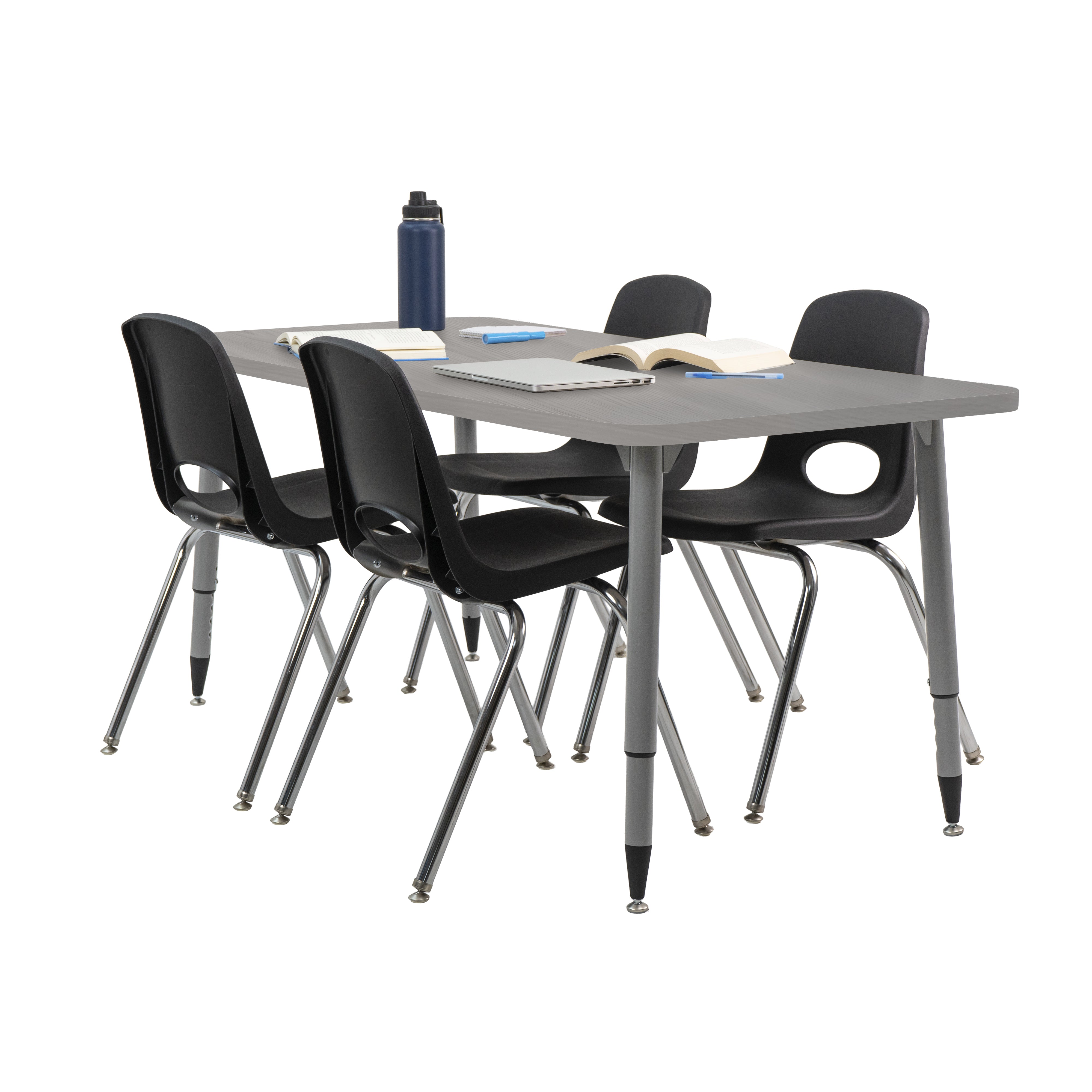 Adapte 30" x 60" Rectangle Woodgrain Activity Table with Adjustable Tapered Legs - Light Gray Wood/Silver